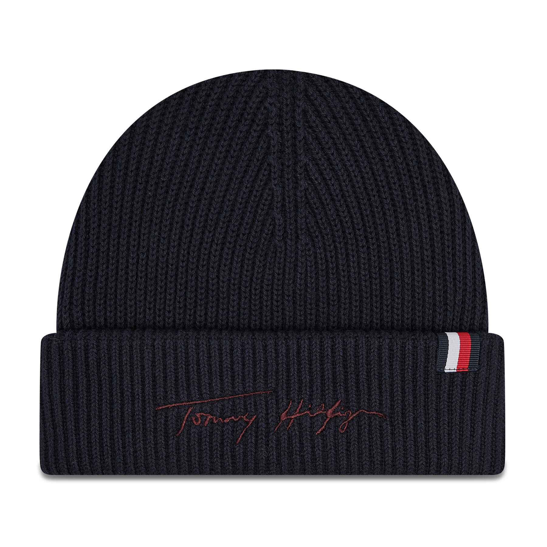 Tommy Hilfiger Čepice Th Signature Beanie AM0AM07869 Tmavomodrá - Pepit.cz