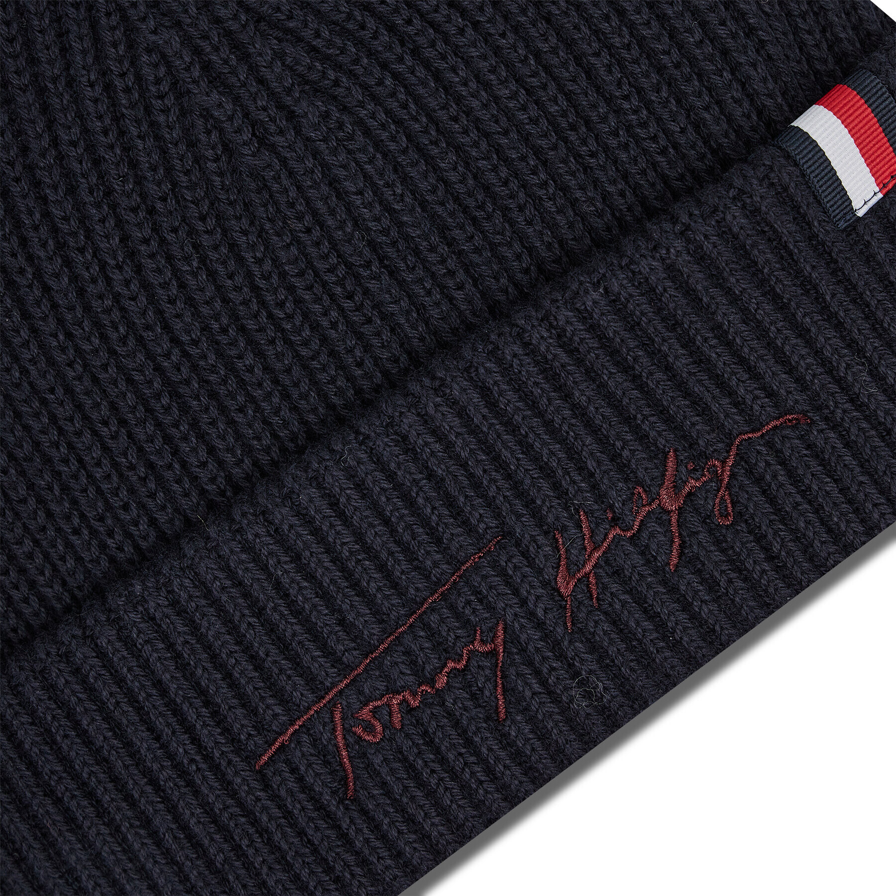 Tommy Hilfiger Čepice Th Signature Beanie AM0AM07869 Tmavomodrá - Pepit.cz