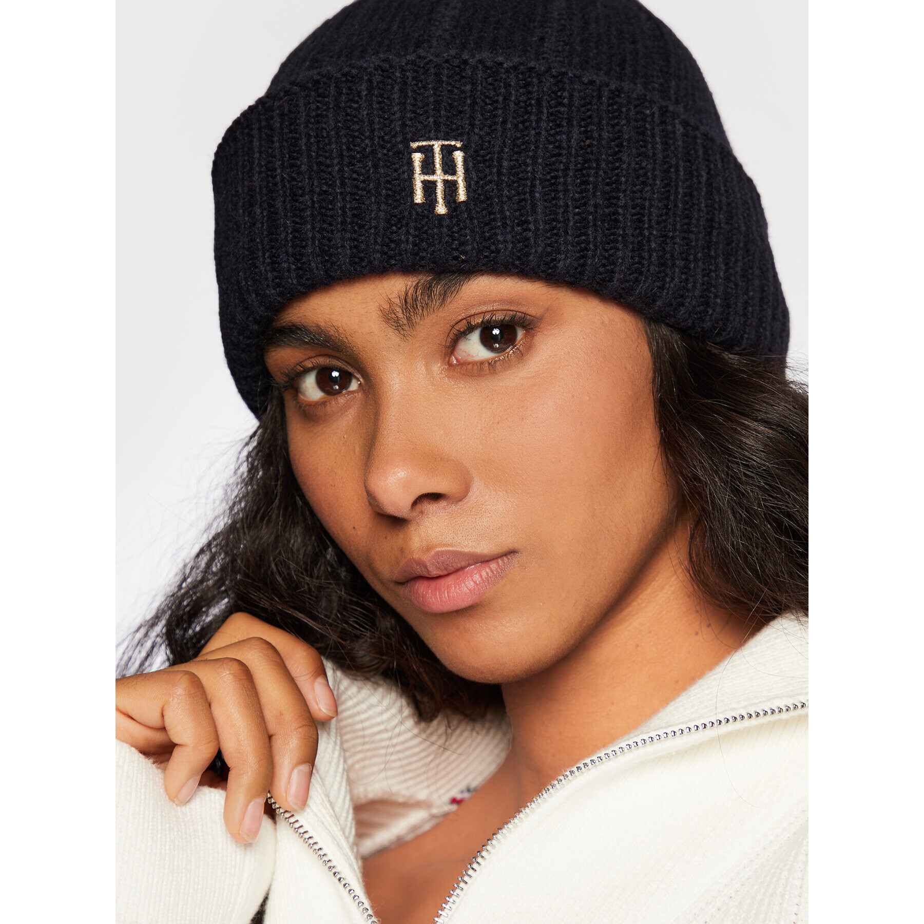 Tommy Hilfiger Čepice Th Timeless Beanie AW0AW13827 Tmavomodrá - Pepit.cz