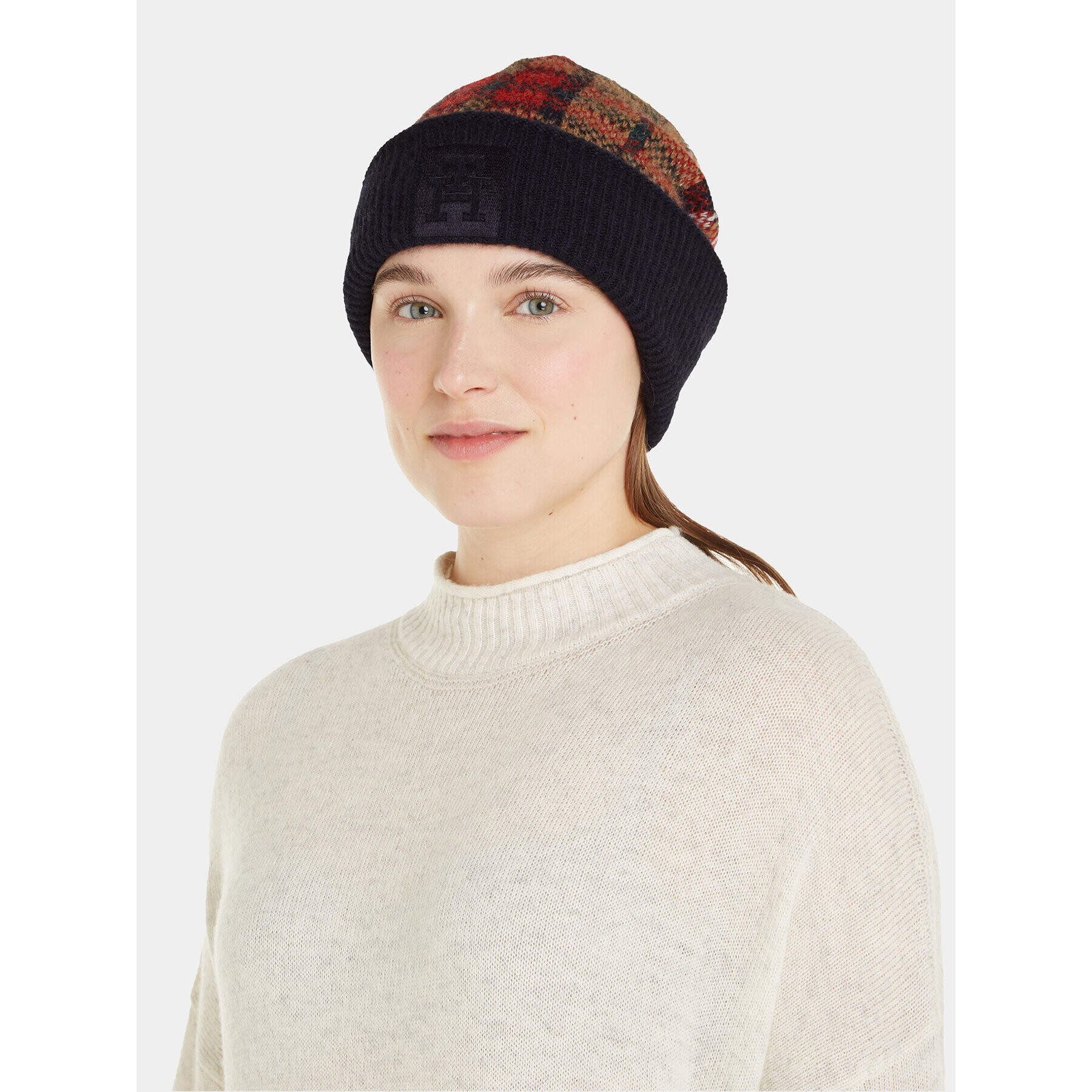 Tommy Hilfiger Čepice Tommy Check Beanie AW0AW15315 Tmavomodrá - Pepit.cz