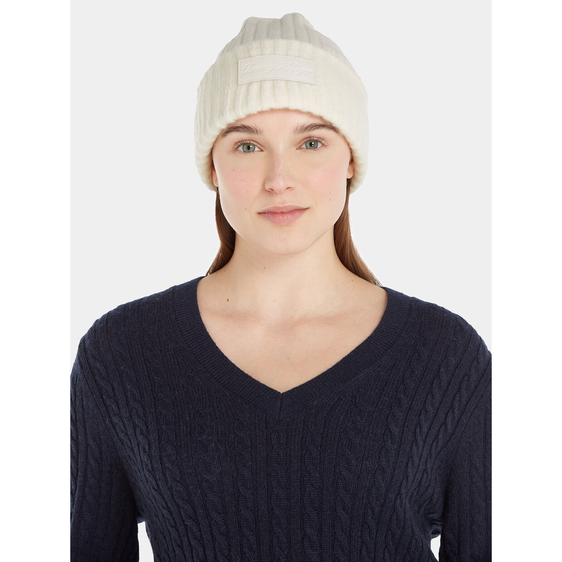 Tommy Hilfiger Čepice Tommy Twist Beanie AW0AW15325 Bílá - Pepit.cz