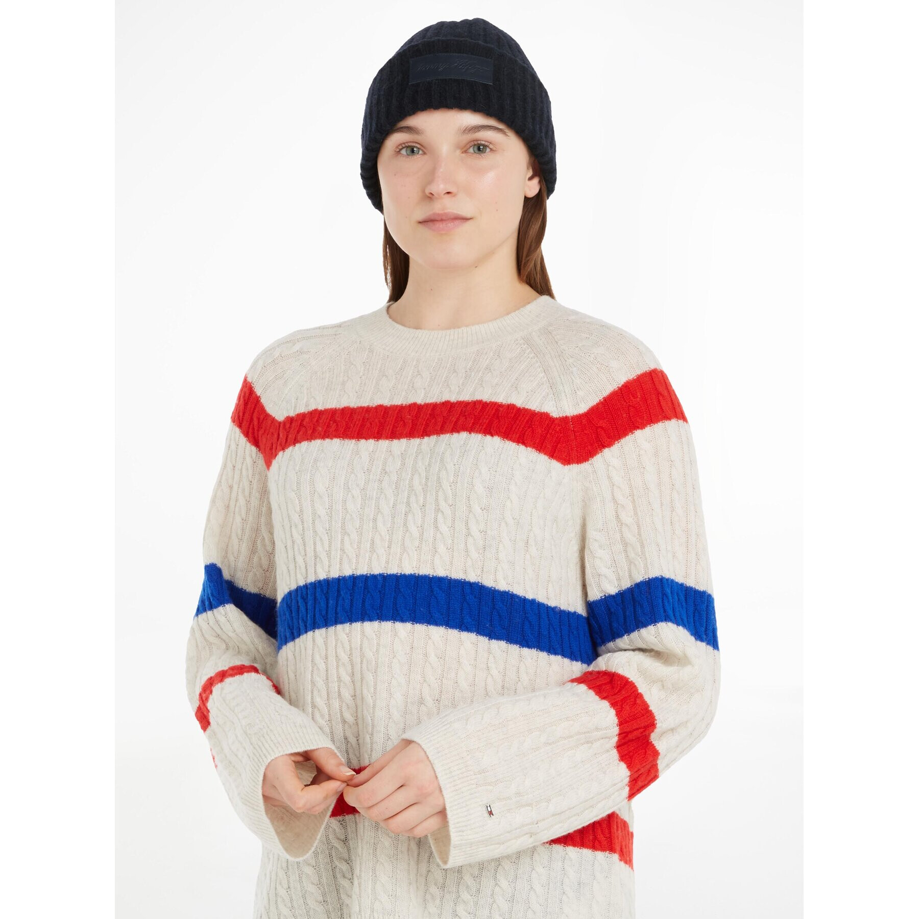 Tommy Hilfiger Čepice Tommy Twist Beanie AW0AW15325 Tmavomodrá - Pepit.cz