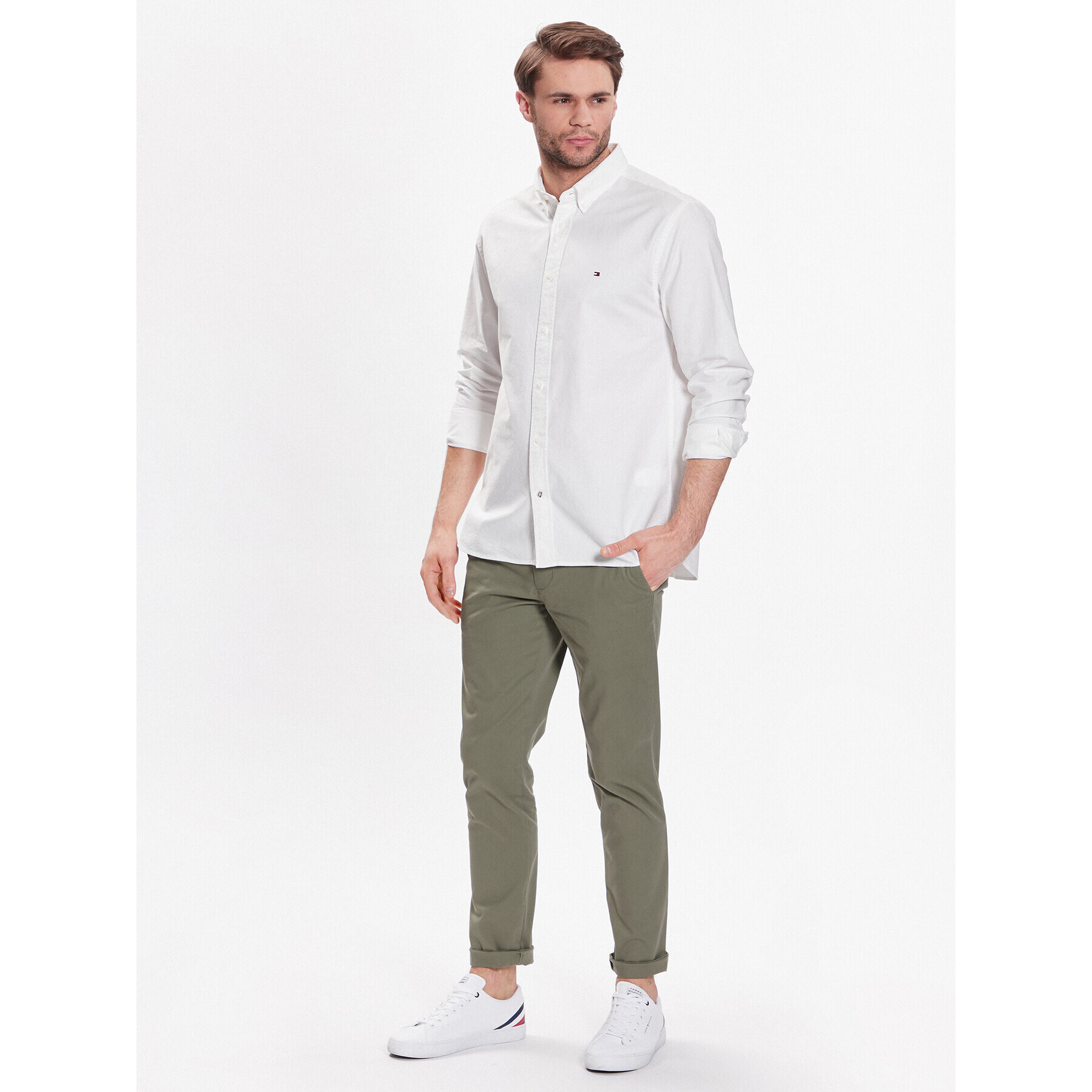 Tommy Hilfiger Chino kalhoty Bleecker 1985 MW0MW26619 Zelená Slim Fit - Pepit.cz