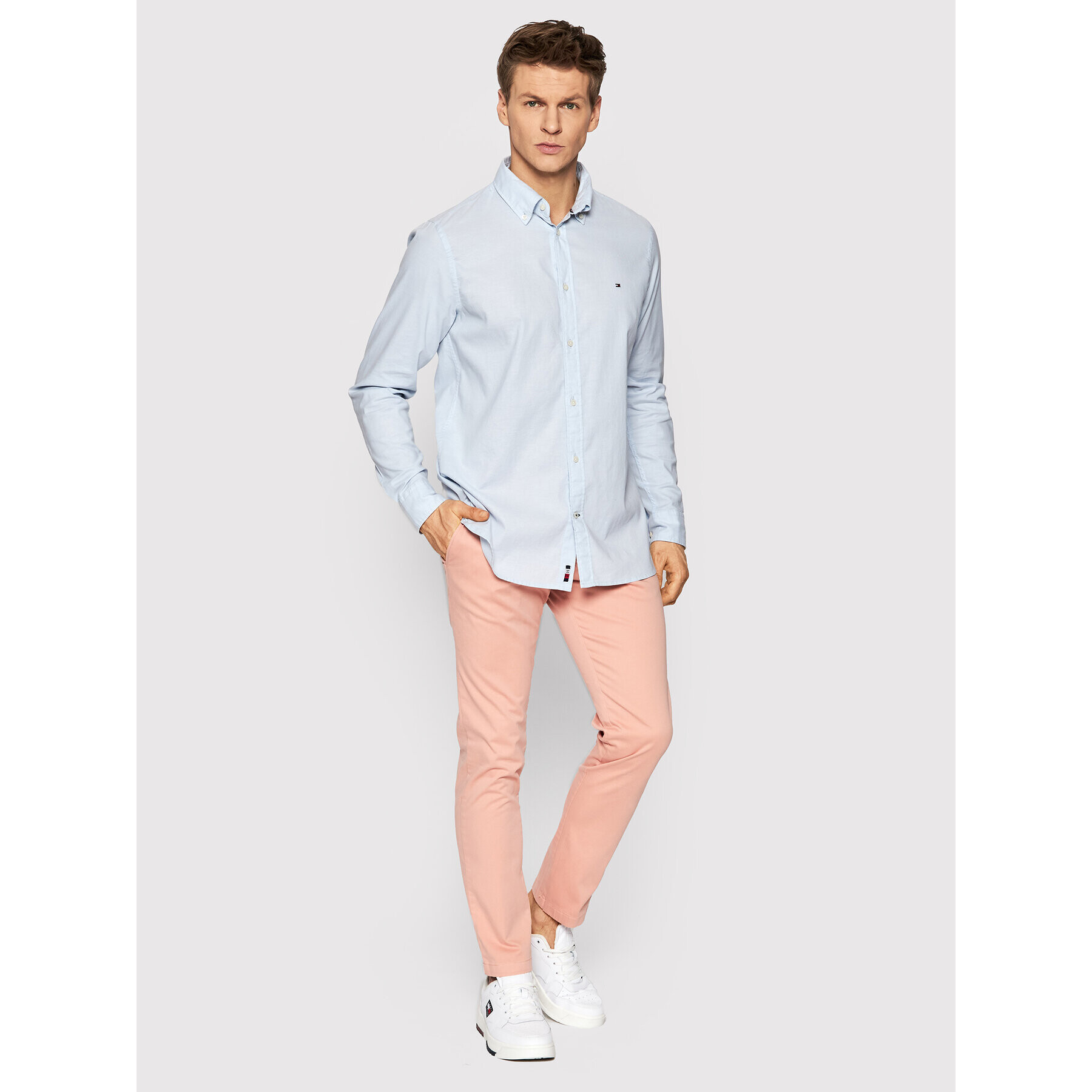 Tommy Hilfiger Chino kalhoty Bleecker MW0MW13846 Růžová Slim Fit - Pepit.cz