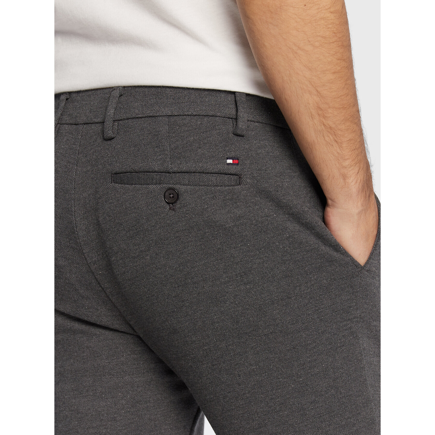 Tommy Hilfiger Chino kalhoty Bleecker Pique MW0MW28655 Šedá Slim Fit - Pepit.cz