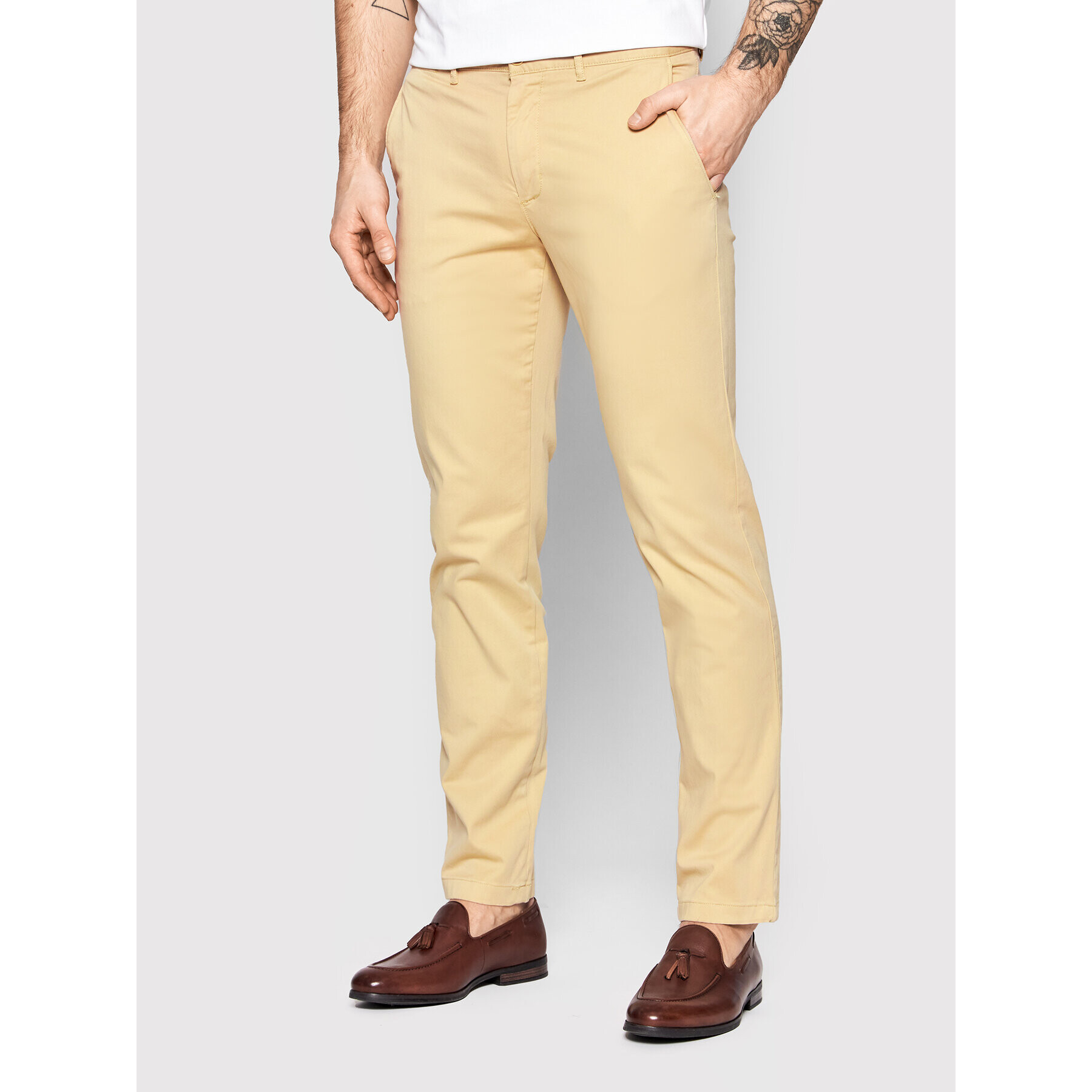 Tommy Hilfiger Chino kalhoty Denton MW0MW13845 Béžová Straight Fit - Pepit.cz