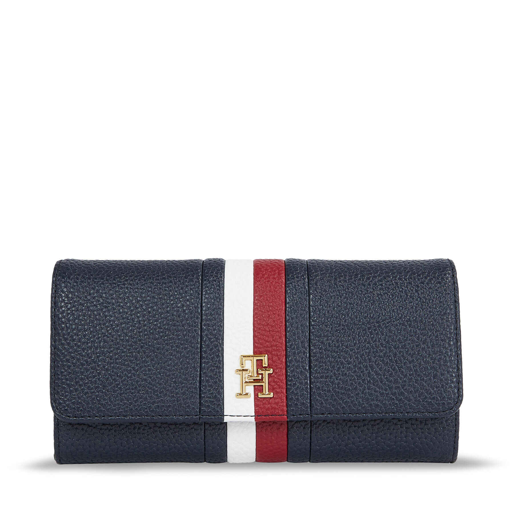 Tommy Hilfiger Dámská peněženka Th Emblem Large Flap Corp AW0AW15271 Tmavomodrá - Pepit.cz