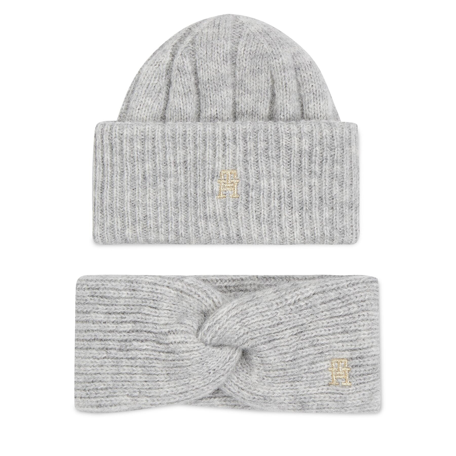 Tommy Hilfiger Dárková sada Th Timeless Beanie + Headband AW0AW15370P4A Šedá - Pepit.cz