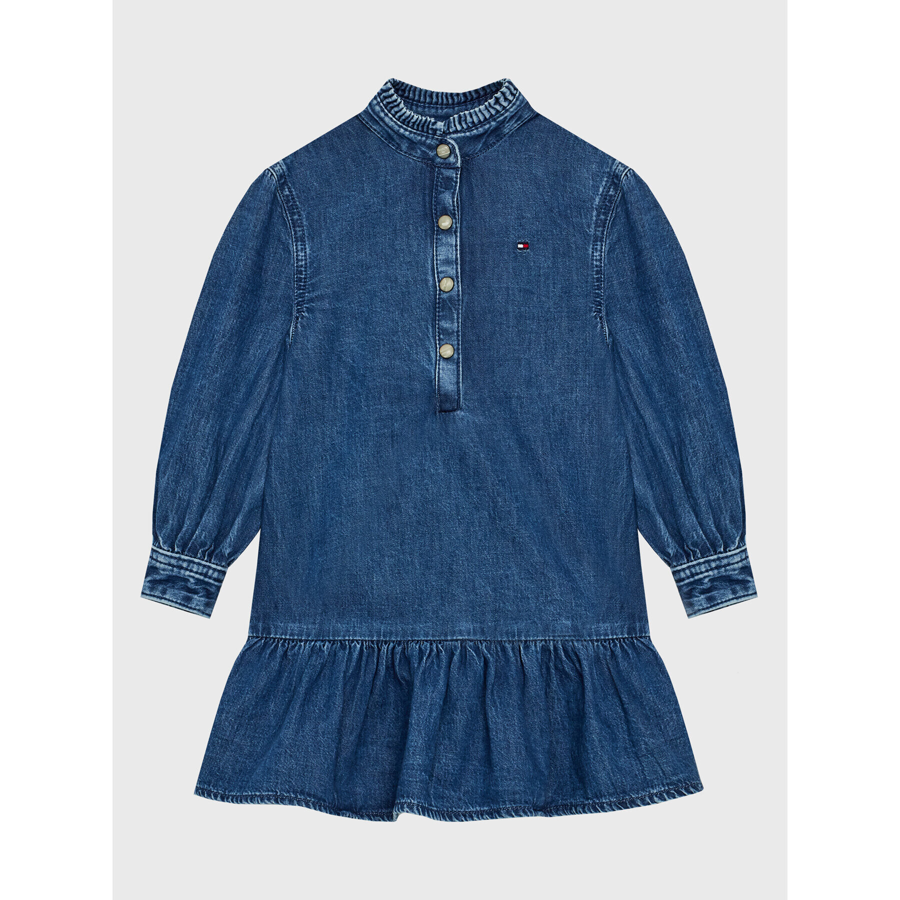 Tommy Hilfiger Džínové šaty Denim Frill Collar KG0KG07026 D Modrá Regular Fit - Pepit.cz