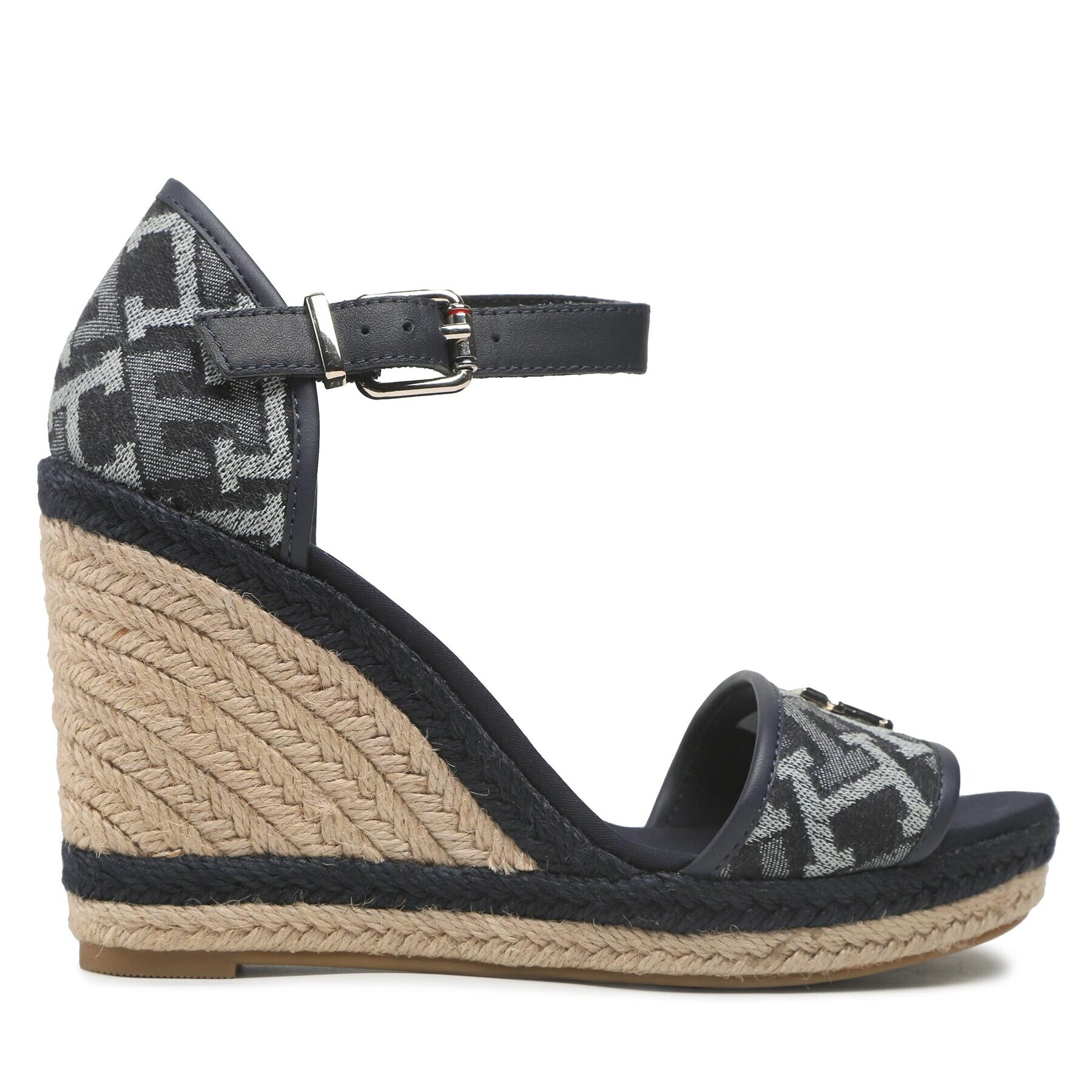 Tommy Hilfiger Espadrilky Th Monogram Denim Wedge FW0FW06935 Tmavomodrá - Pepit.cz