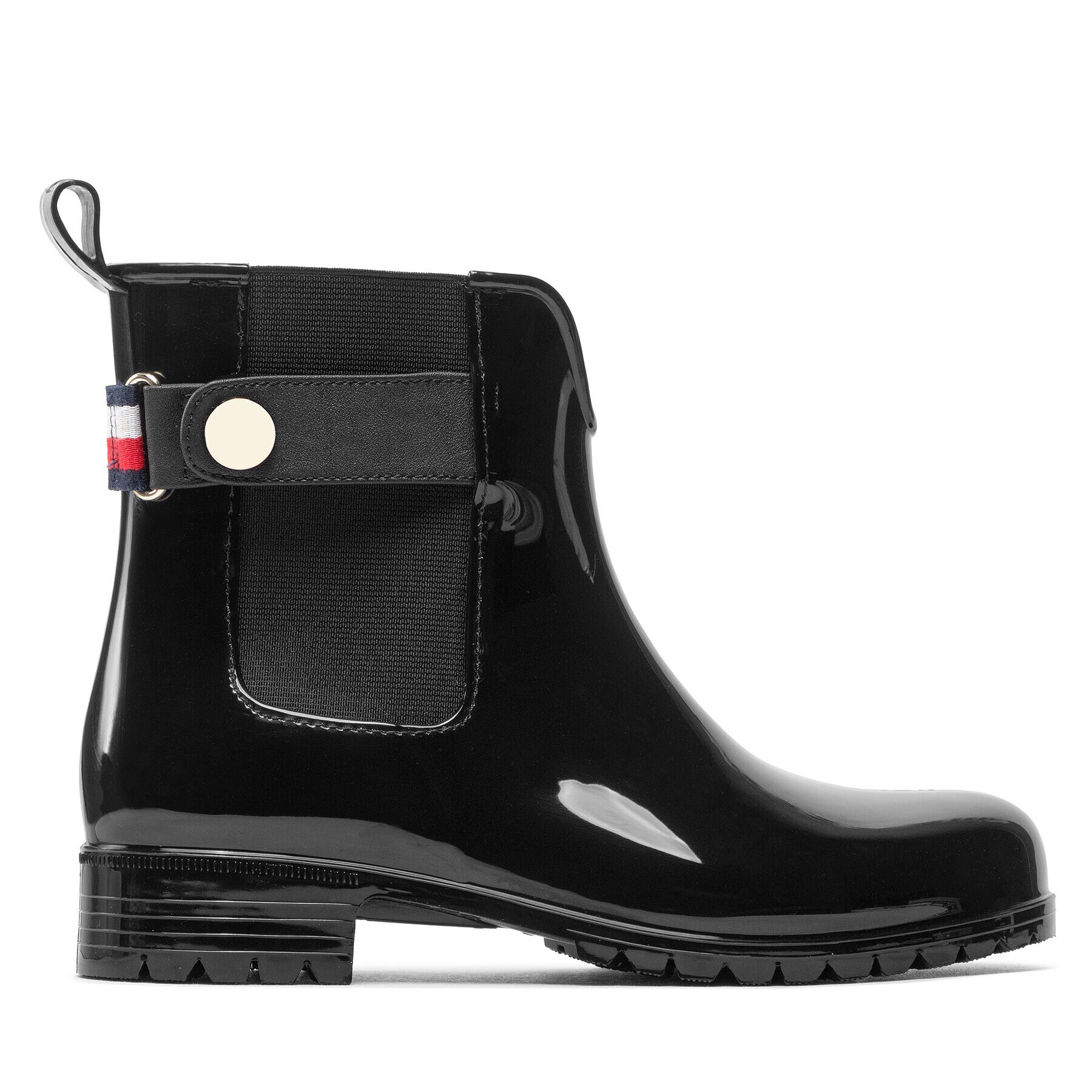 Tommy Hilfiger Holínky Ankle Rainboot With Metal Detail FW0FW06777 Černá - Pepit.cz