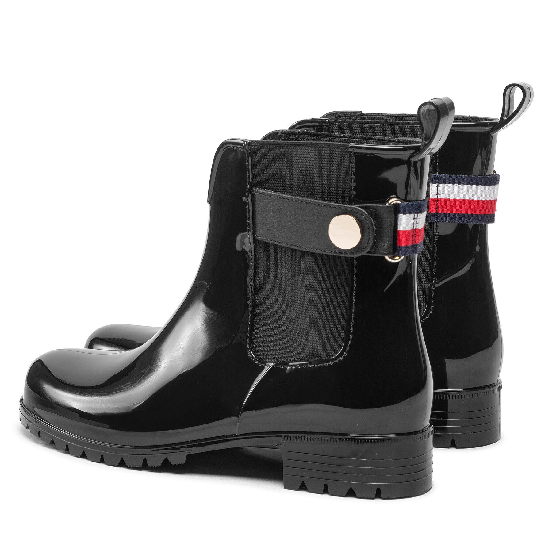 Tommy Hilfiger Holínky Ankle Rainboot With Metal Detail FW0FW06777 Černá - Pepit.cz