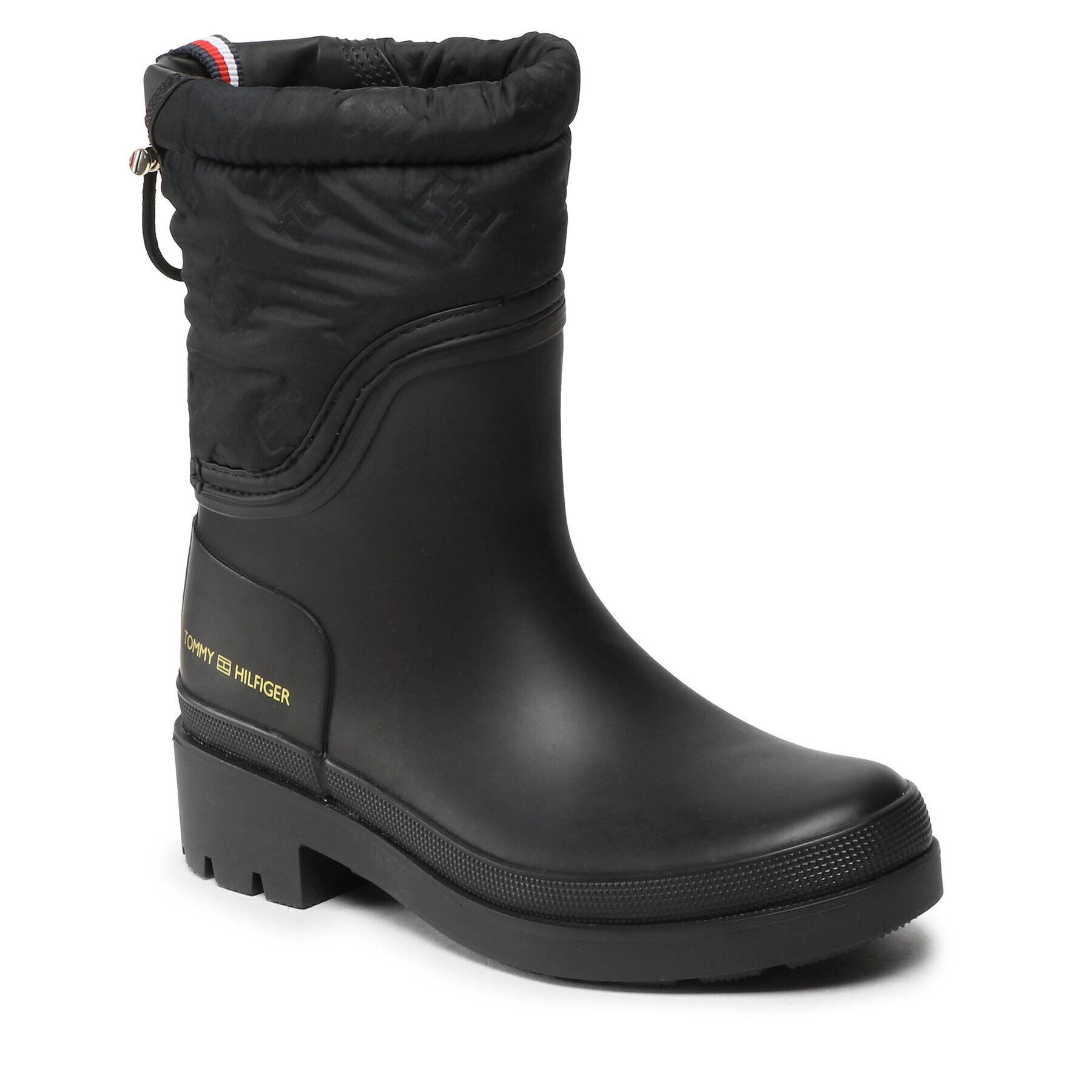 Tommy Hilfiger Holínky Ankle Rainboot With Monogram FW0FW06848 Černá - Pepit.cz