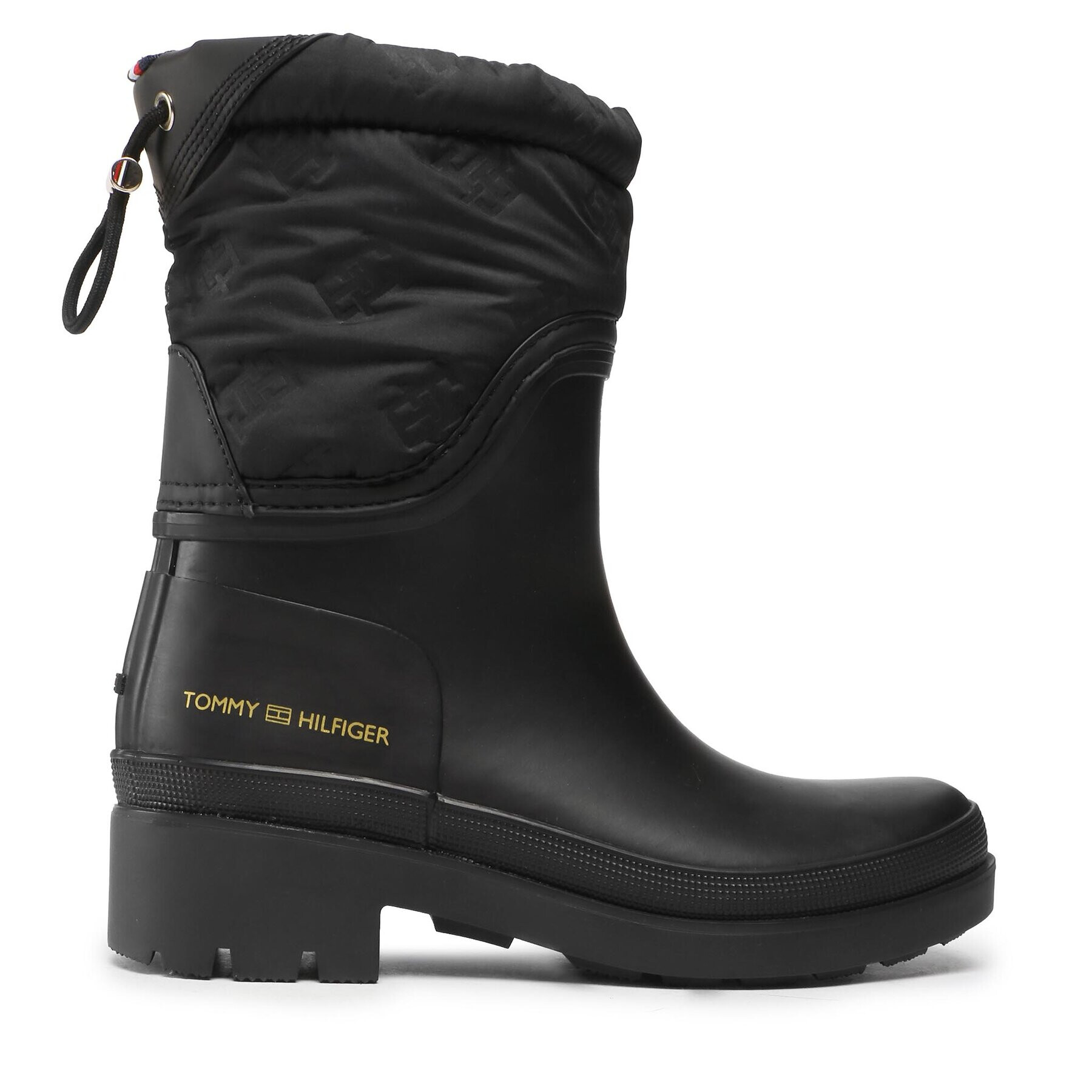 Tommy Hilfiger Holínky Ankle Rainboot With Monogram FW0FW06848 Černá - Pepit.cz