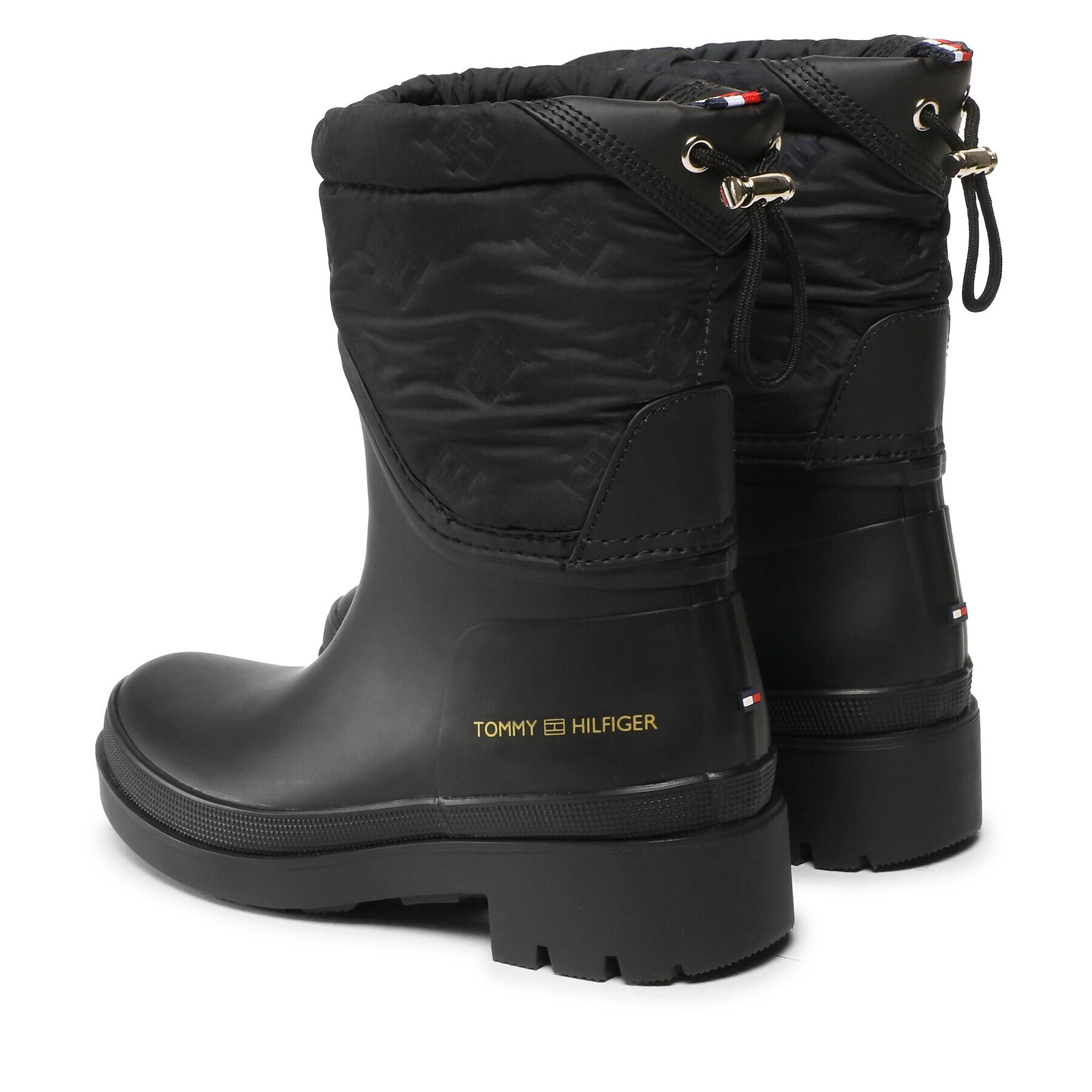 Tommy Hilfiger Holínky Ankle Rainboot With Monogram FW0FW06848 Černá - Pepit.cz