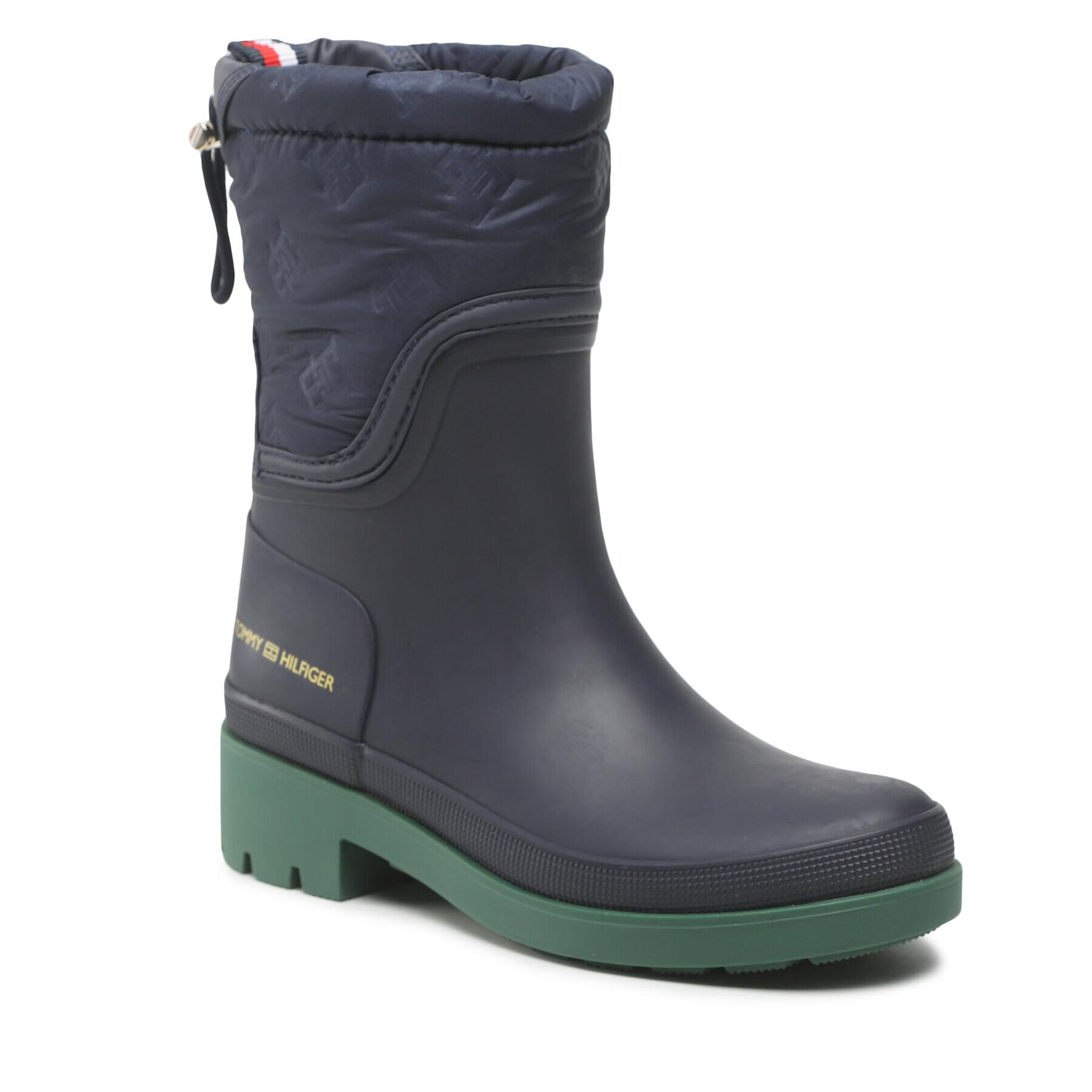 Tommy Hilfiger Holínky Ankle Rainboot With Monogram FW0FW06848 Tmavomodrá - Pepit.cz