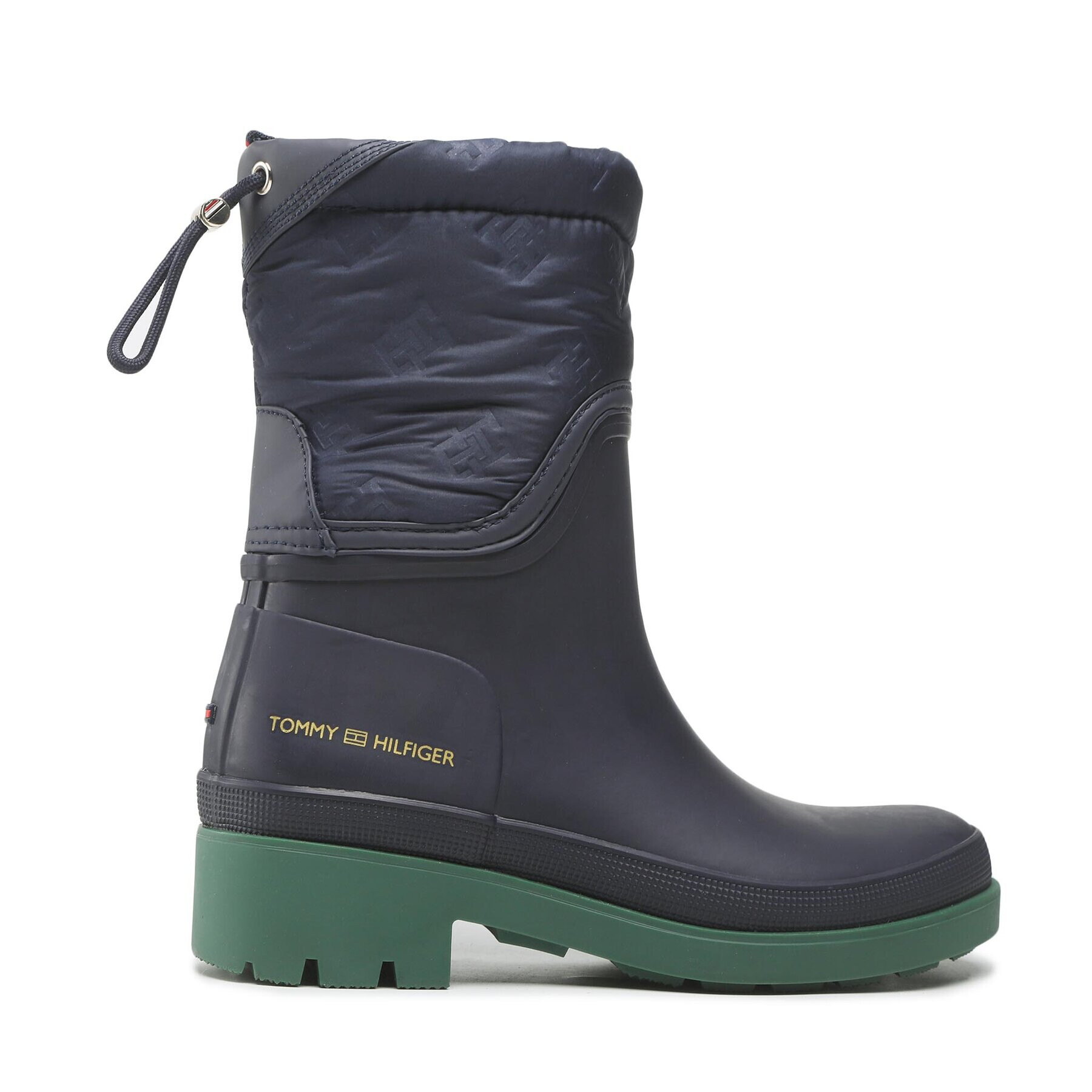 Tommy Hilfiger Holínky Ankle Rainboot With Monogram FW0FW06848 Tmavomodrá - Pepit.cz