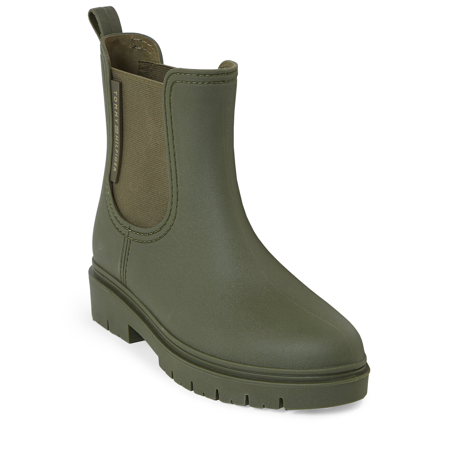 Tommy Hilfiger Holínky Essential Tommy Rainbootie FW0FW07471 Khaki - Pepit.cz