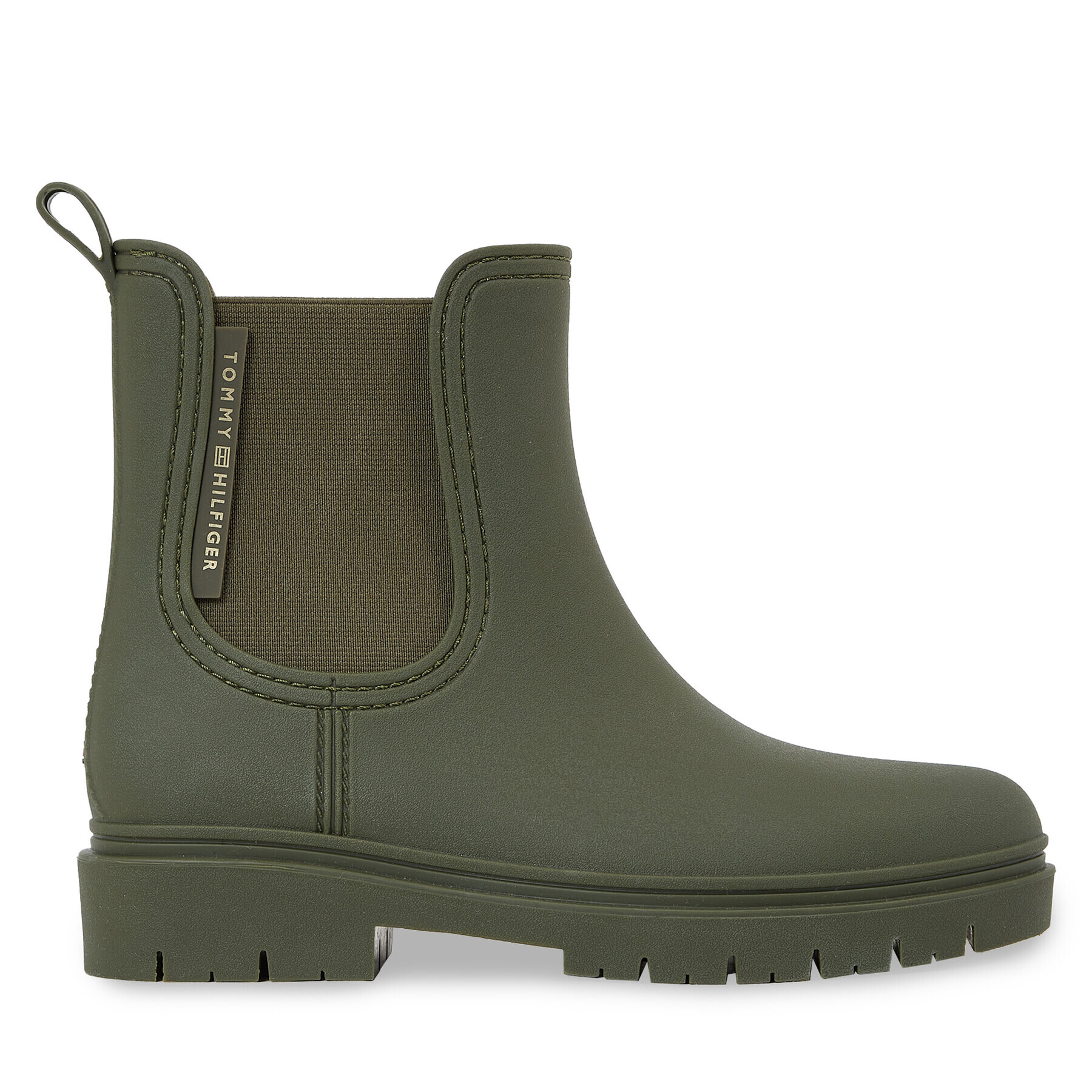 Tommy Hilfiger Holínky Essential Tommy Rainbootie FW0FW07471 Khaki - Pepit.cz