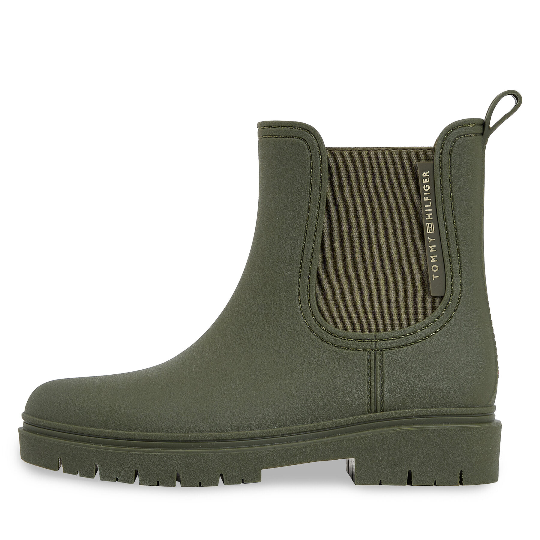 Tommy Hilfiger Holínky Essential Tommy Rainbootie FW0FW07471 Khaki - Pepit.cz