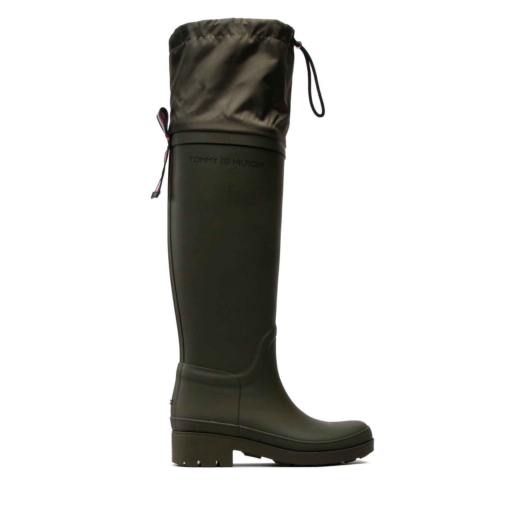 Tommy Hilfiger Holínky Overknee Rainboot FW0FW06778 Khaki - Pepit.cz