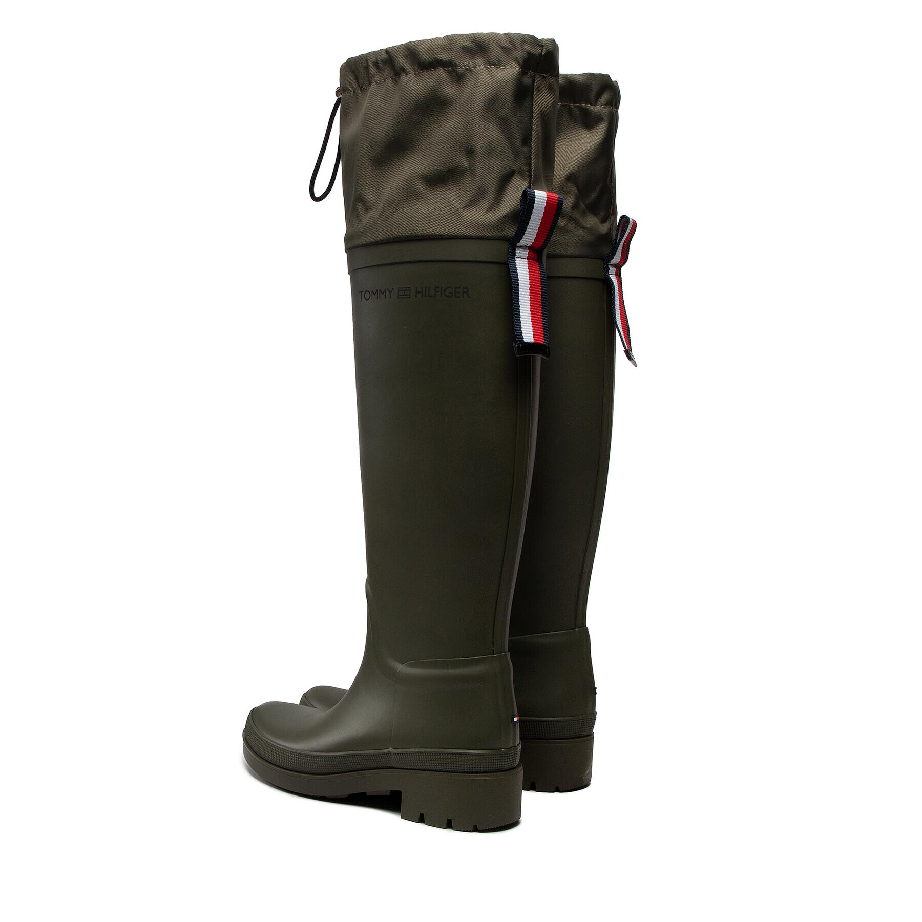 Tommy Hilfiger Holínky Overknee Rainboot FW0FW06778 Khaki - Pepit.cz