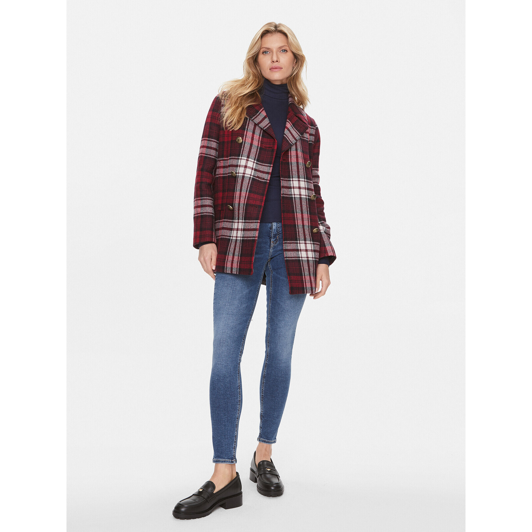 Tommy Hilfiger Kabát pro přechodné období Tartan WW0WW40256 Červená Regular Fit - Pepit.cz