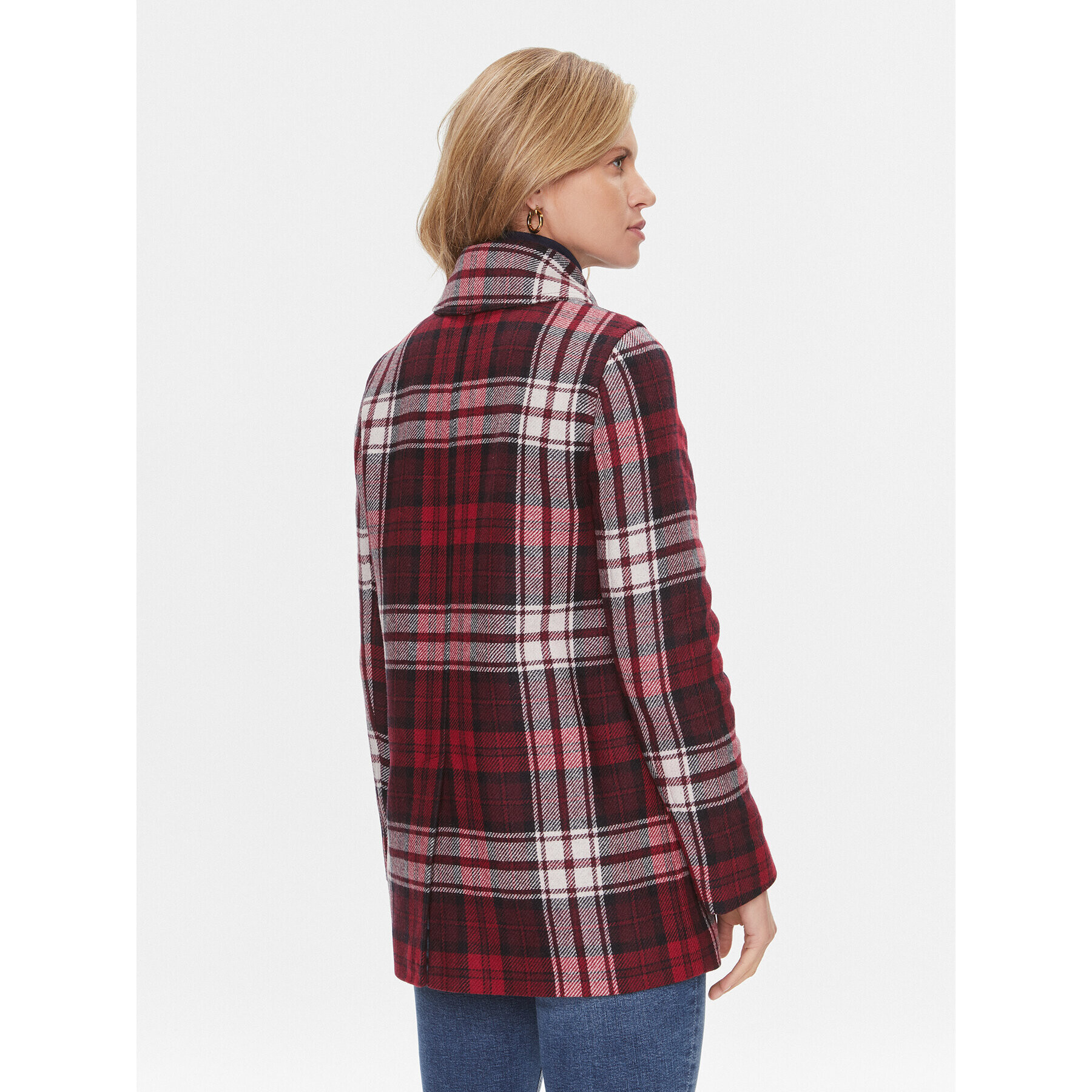 Tommy Hilfiger Kabát pro přechodné období Tartan WW0WW40256 Červená Regular Fit - Pepit.cz