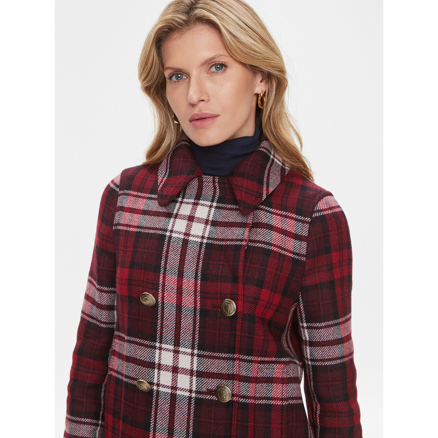 Tommy Hilfiger Kabát pro přechodné období Tartan WW0WW40256 Červená Regular Fit - Pepit.cz