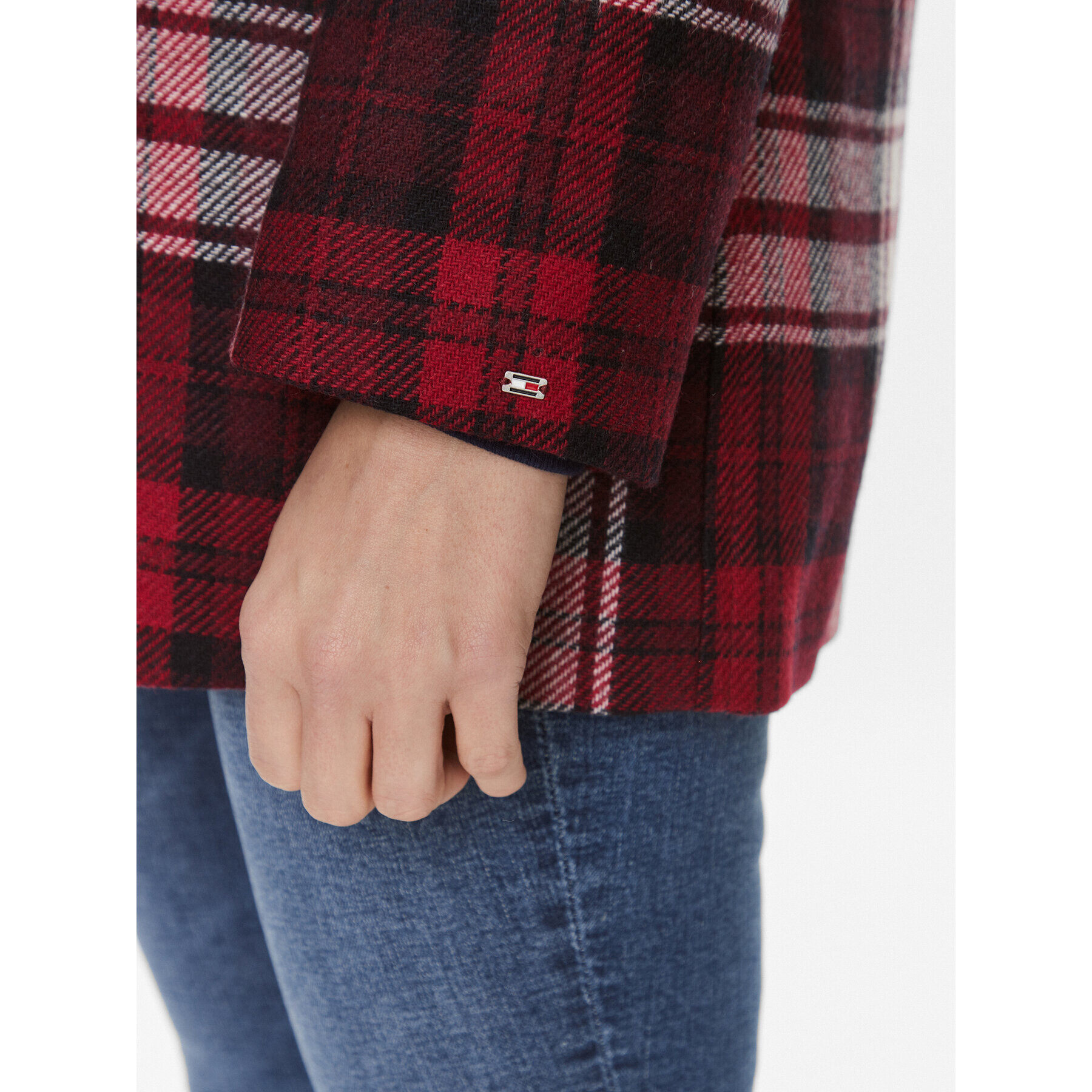 Tommy Hilfiger Kabát pro přechodné období Tartan WW0WW40256 Červená Regular Fit - Pepit.cz