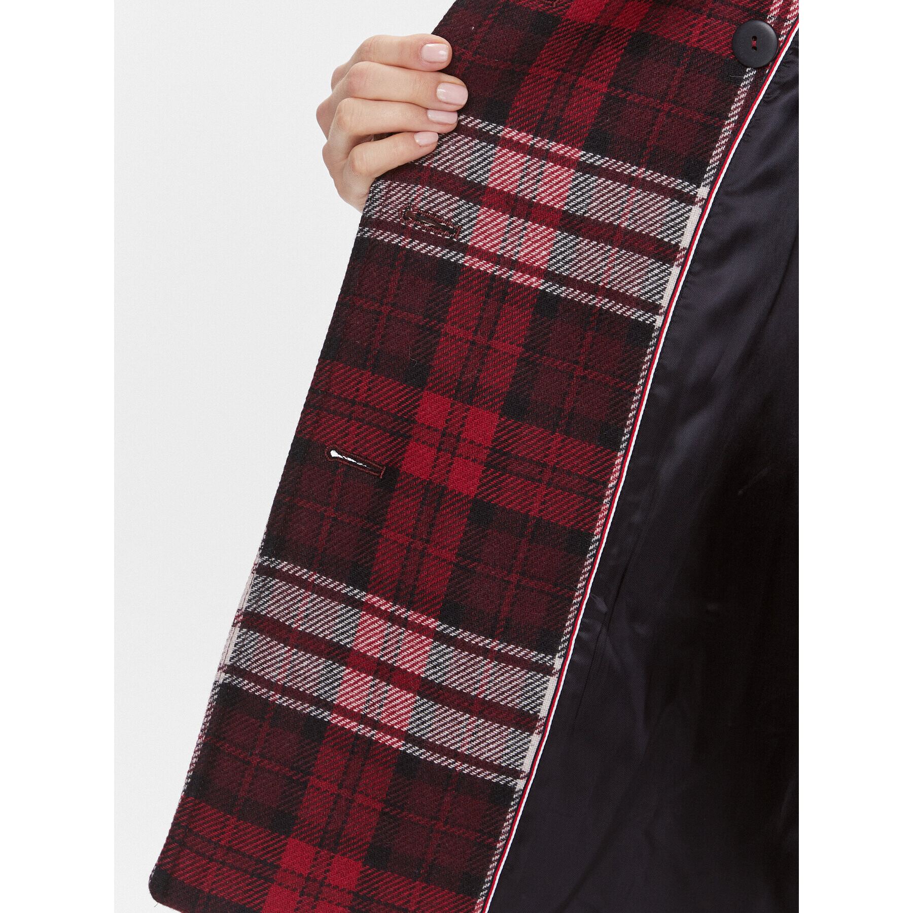 Tommy Hilfiger Kabát pro přechodné období Tartan WW0WW40256 Červená Regular Fit - Pepit.cz