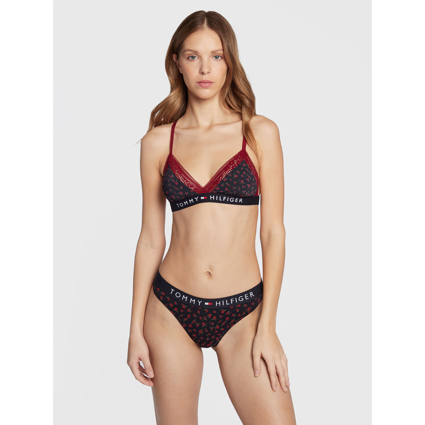 Tommy Hilfiger Kalhotky string Print UW0UW03866 Tmavomodrá - Pepit.cz