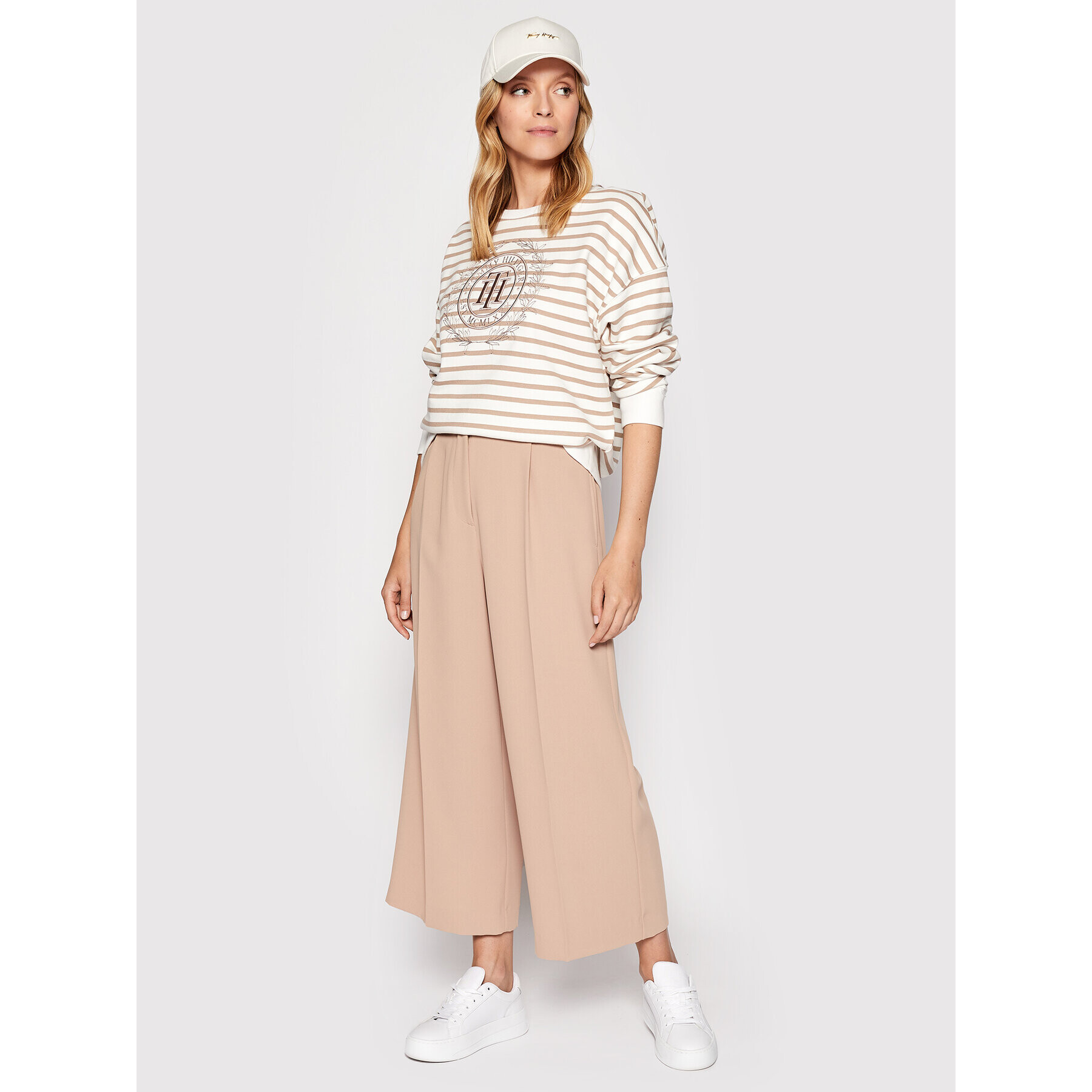 Tommy Hilfiger Kalhoty culottes Fluid Twill WW0WW33455 Béžová Relaxed Fit - Pepit.cz