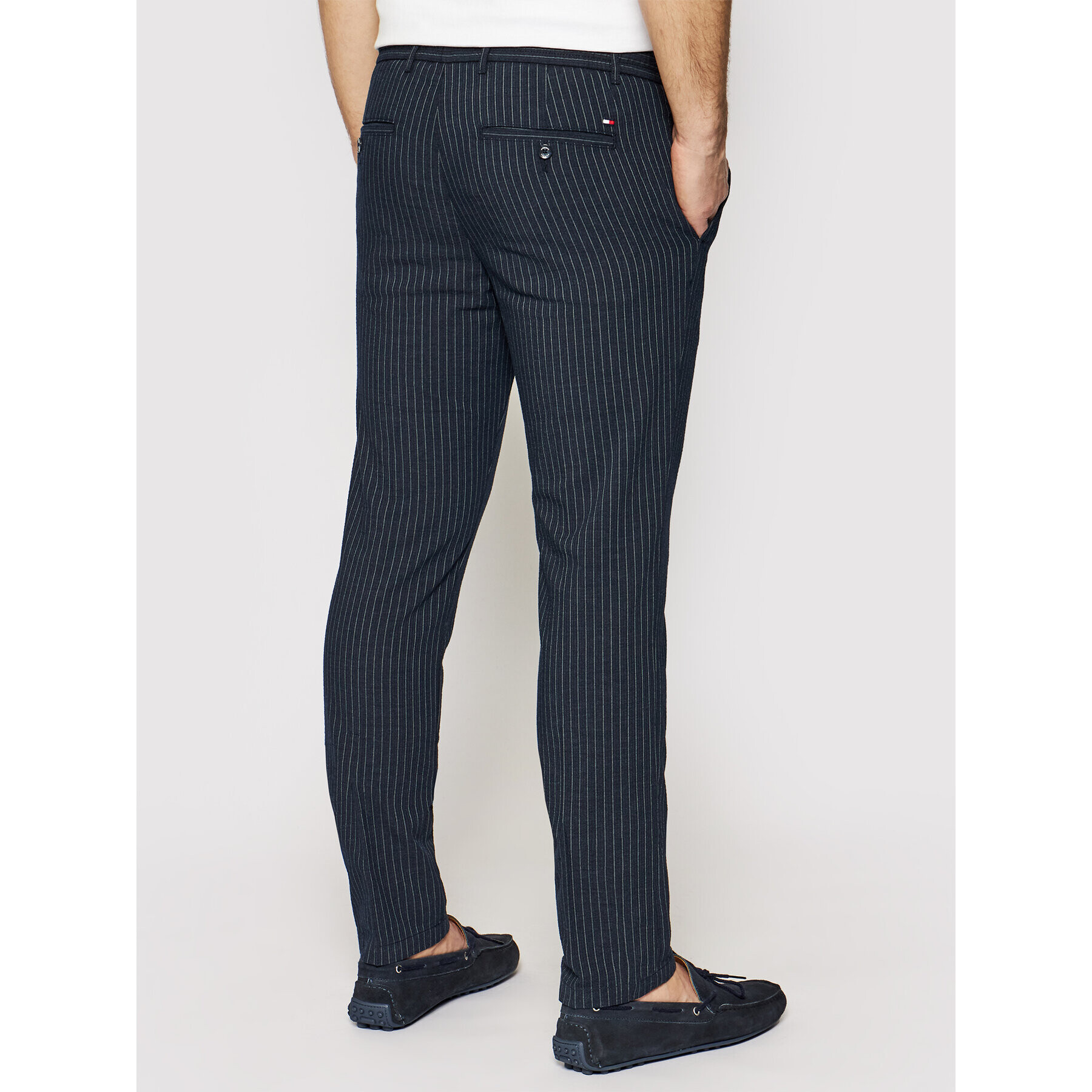 Tommy Hilfiger Kalhoty z materiálu Bleecker Stripe Seer MW0MW17923 Tmavomodrá Slim Fit - Pepit.cz