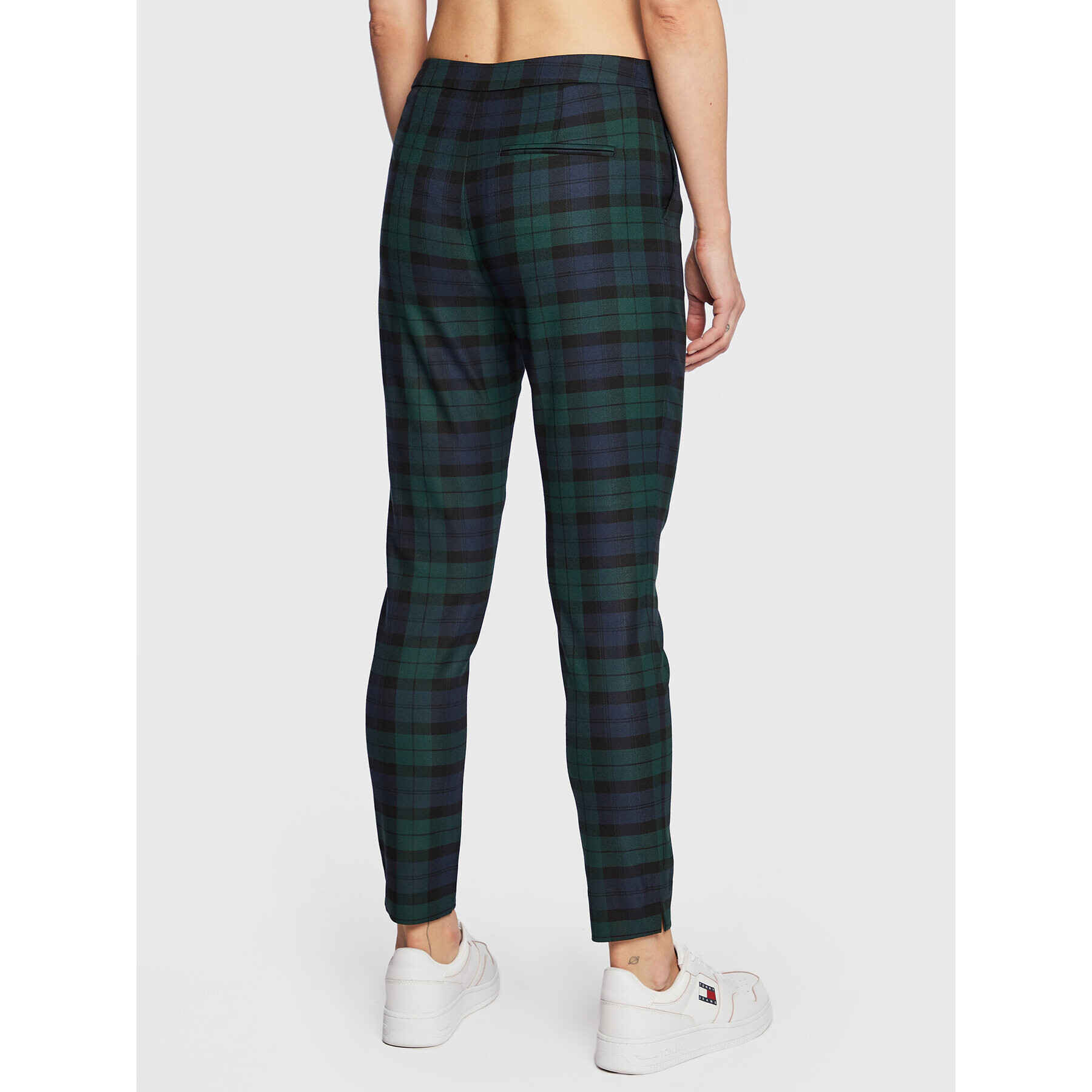 Tommy Hilfiger Kalhoty z materiálu Blend Tartan WW0WW37289 Zelená Slim Fit - Pepit.cz