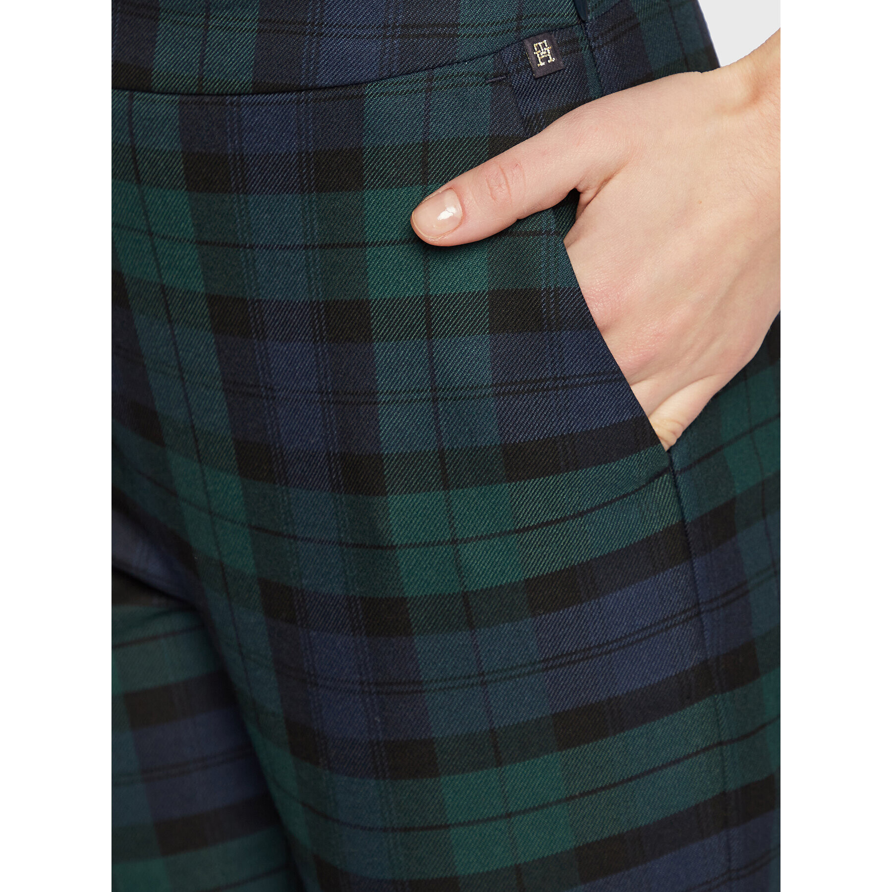 Tommy Hilfiger Kalhoty z materiálu Blend Tartan WW0WW37289 Zelená Slim Fit - Pepit.cz