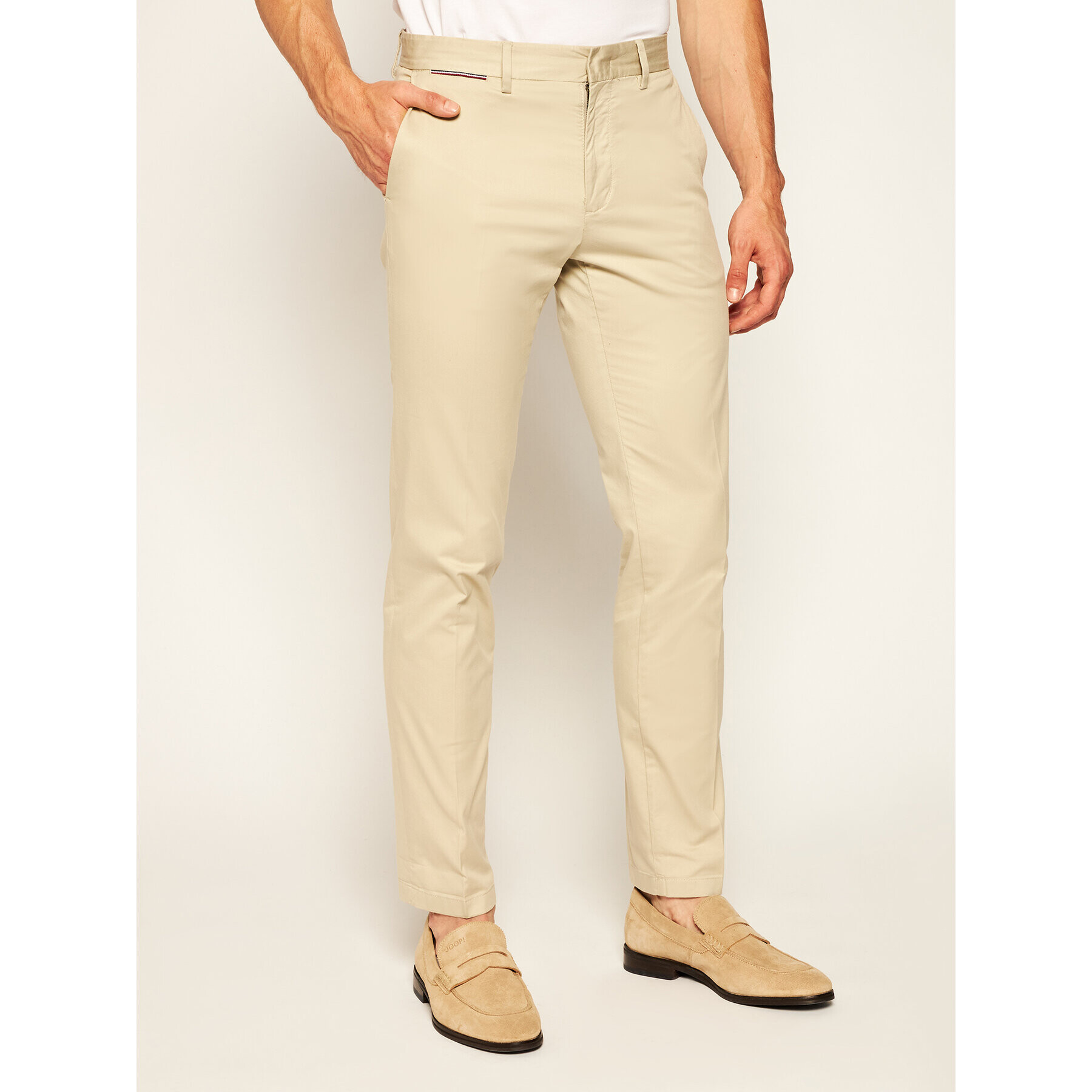 Tommy Hilfiger Kalhoty z materiálu Denton Chino Summer Twill Flex MW0MW13299 Béžová Regular Fit - Pepit.cz