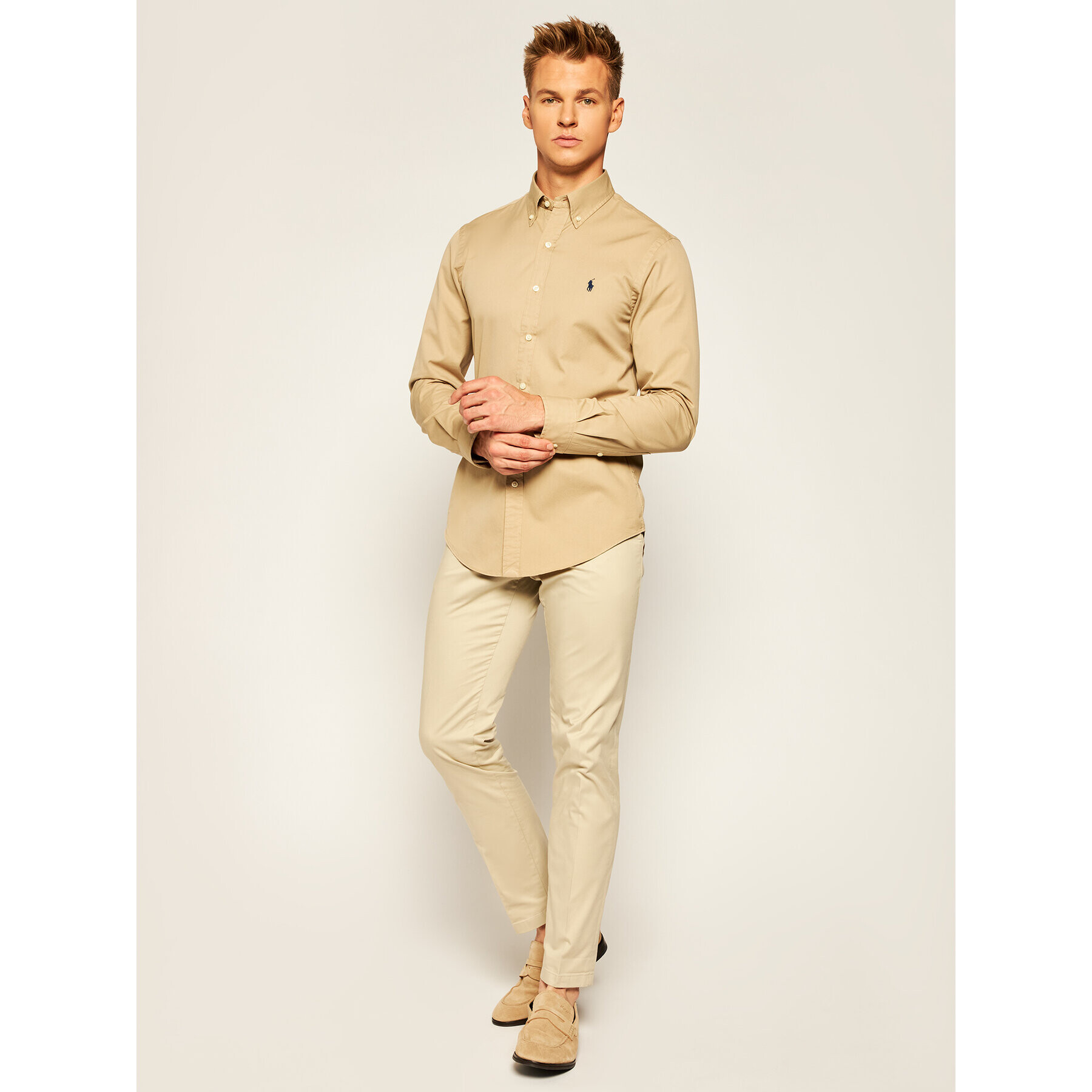 Tommy Hilfiger Kalhoty z materiálu Denton Chino Summer Twill Flex MW0MW13299 Béžová Regular Fit - Pepit.cz