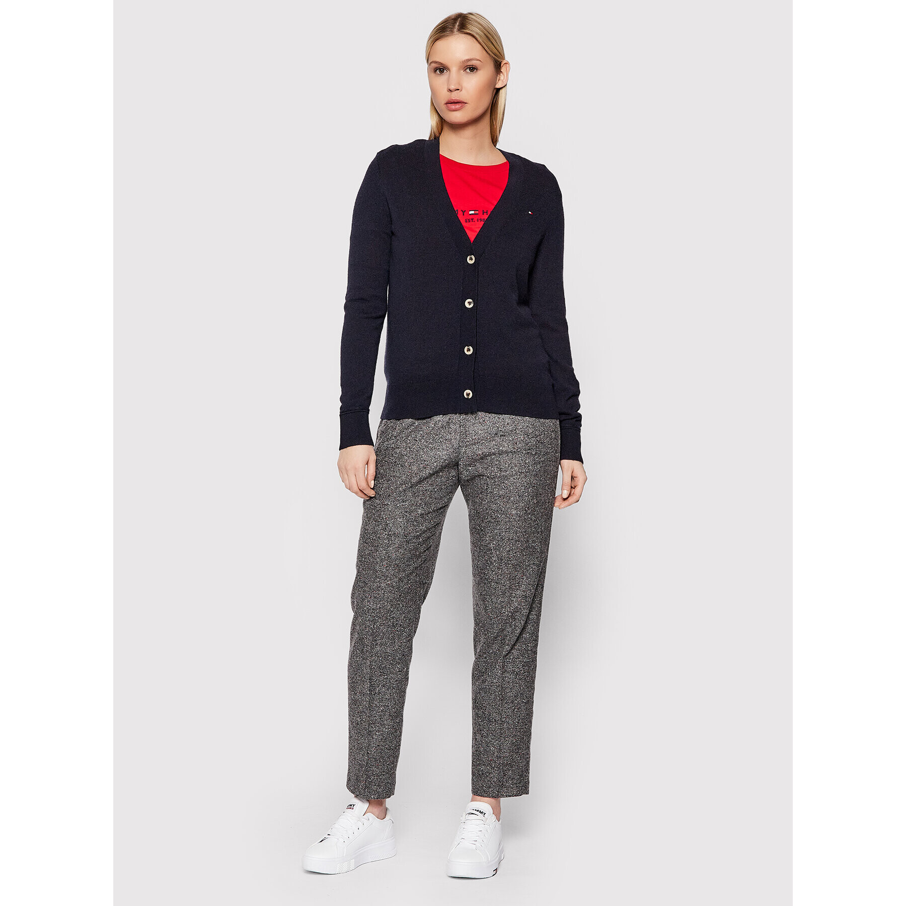 Tommy Hilfiger Kalhoty z materiálu Neppy WW0WW31341 Šedá Relaxed Fit - Pepit.cz