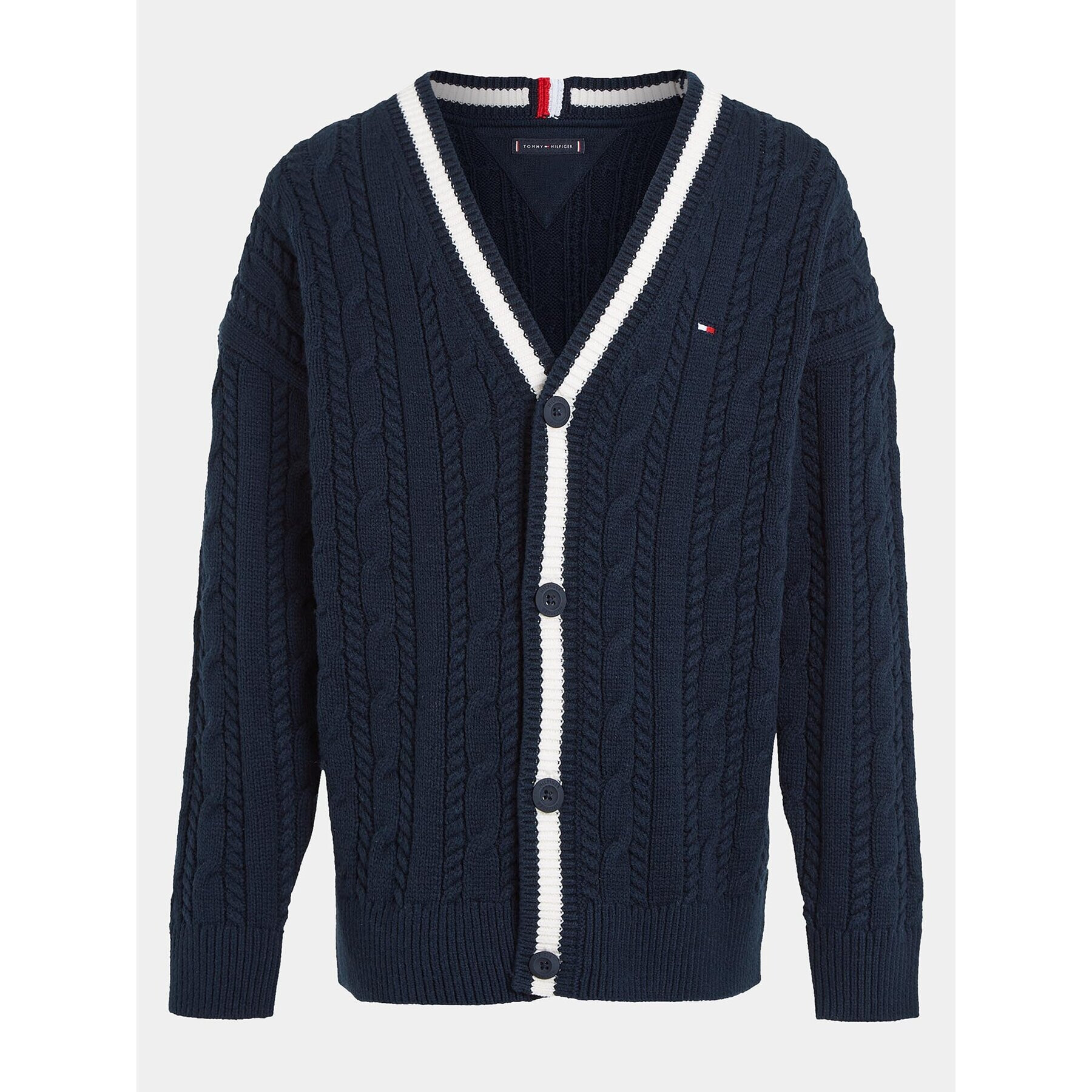 Tommy Hilfiger Kardigan Essential KB0KB08507 Tmavomodrá Regular Fit - Pepit.cz