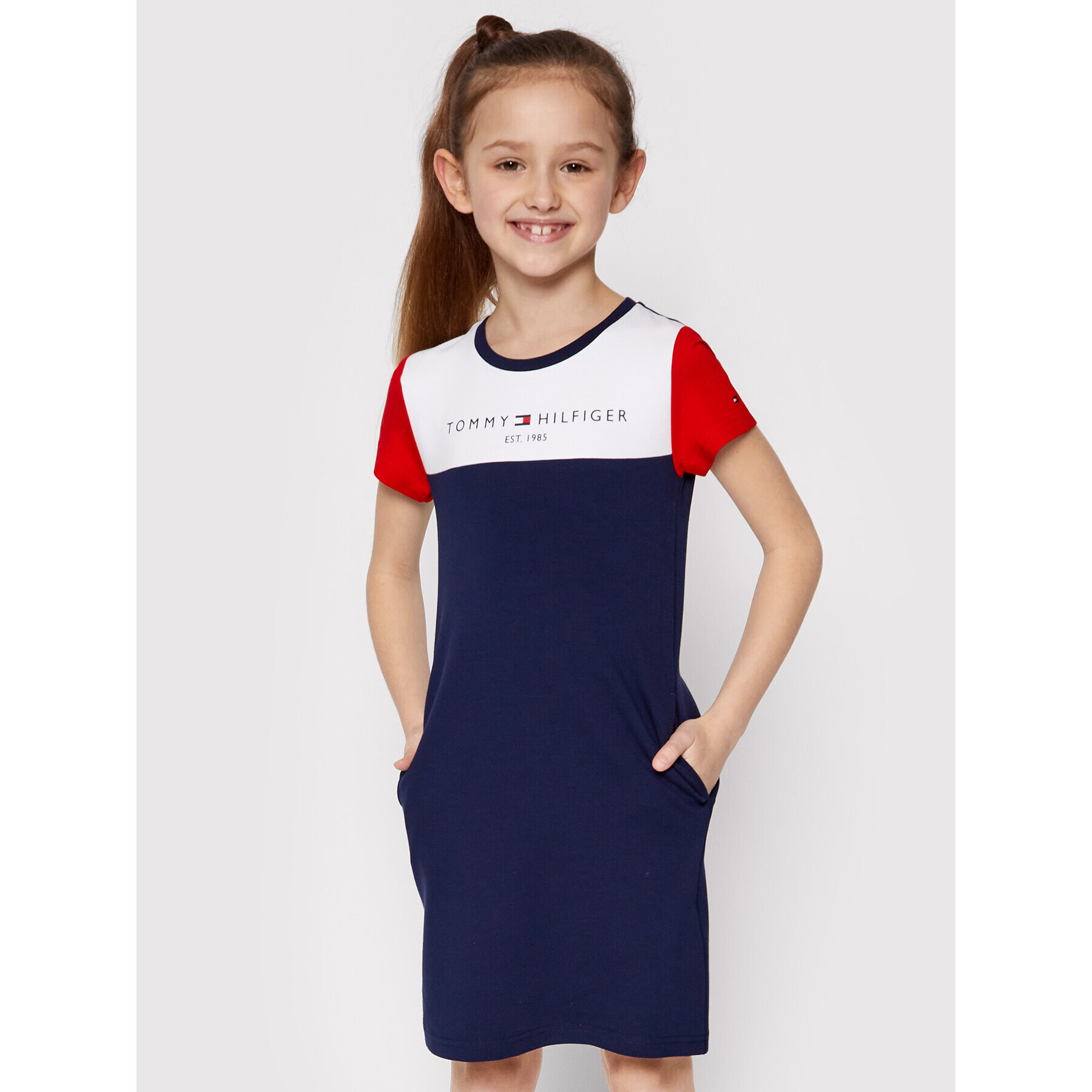 Tommy Hilfiger Každodenní šaty Colourblock KG0KG06036 M Tmavomodrá Regular Fit - Pepit.cz