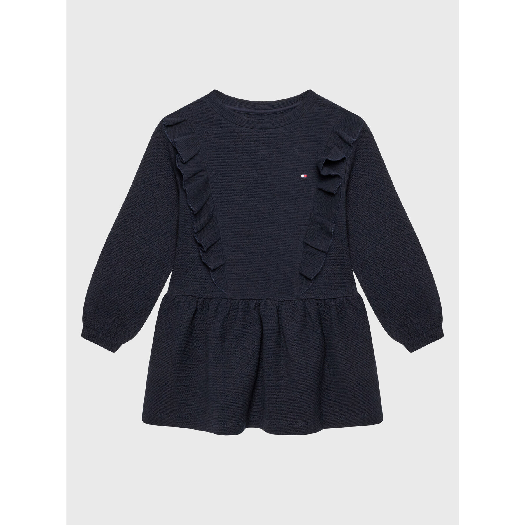 Tommy Hilfiger Každodenní šaty Textured Ruffle KG0KG06749 D Tmavomodrá Regular Fit - Pepit.cz