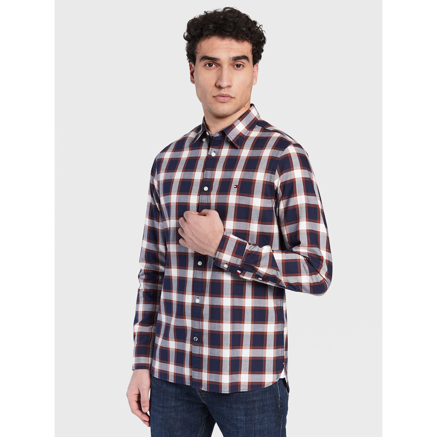 Tommy Hilfiger Košile Block Tartan MW0MW29188 Tmavomodrá Slim Fit - Pepit.cz