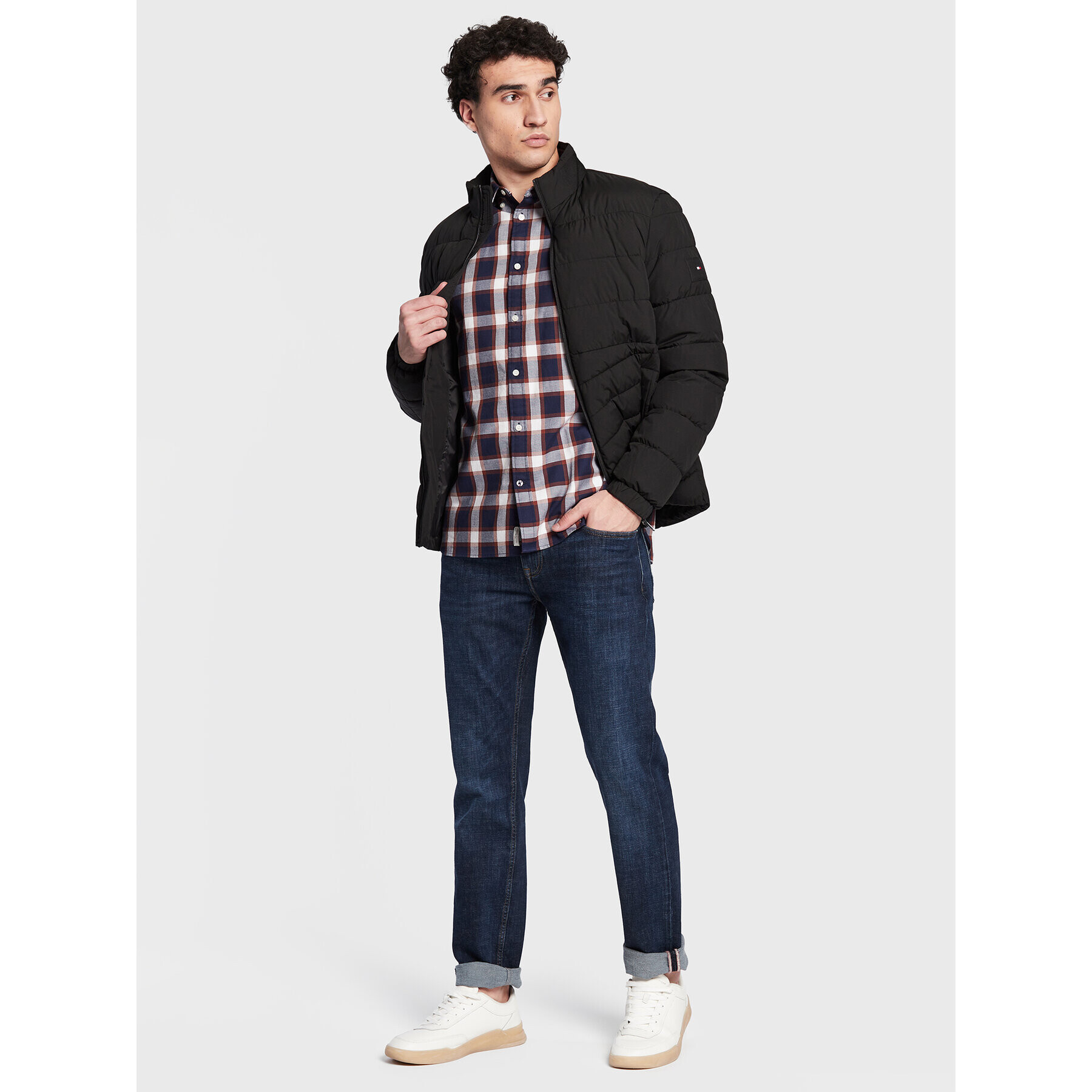 Tommy Hilfiger Košile Block Tartan MW0MW29188 Tmavomodrá Slim Fit - Pepit.cz