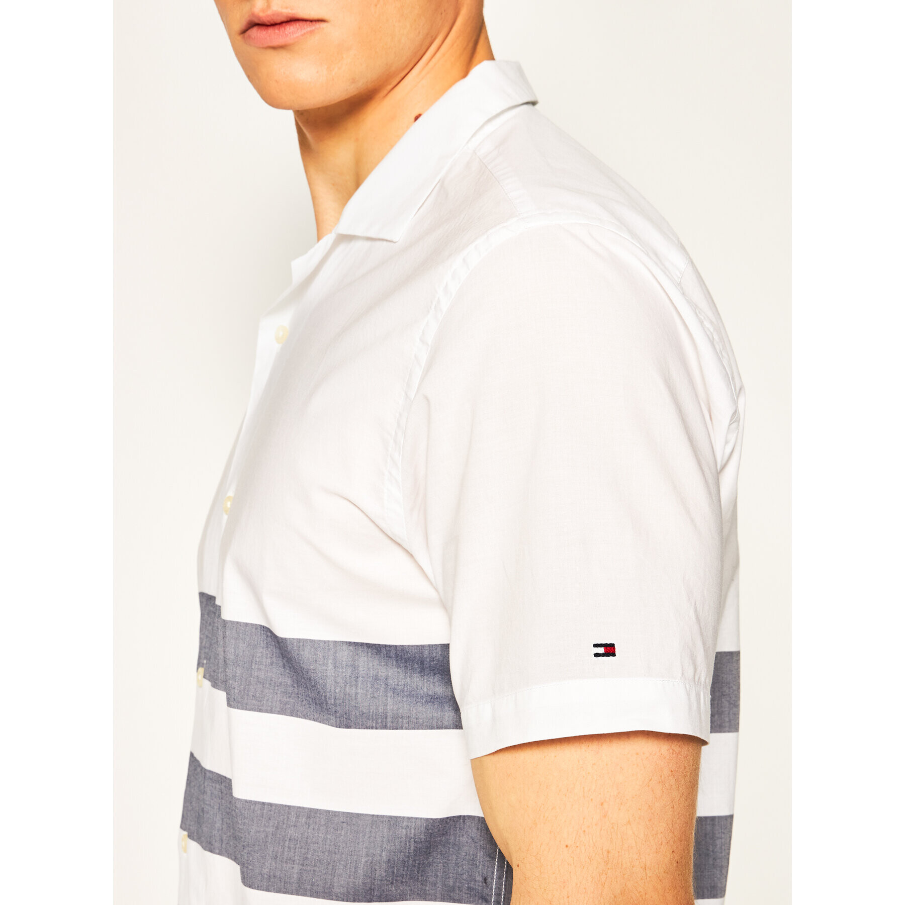 Tommy Hilfiger Košile Breton MW0MW13450 Bílá Regular Fit - Pepit.cz