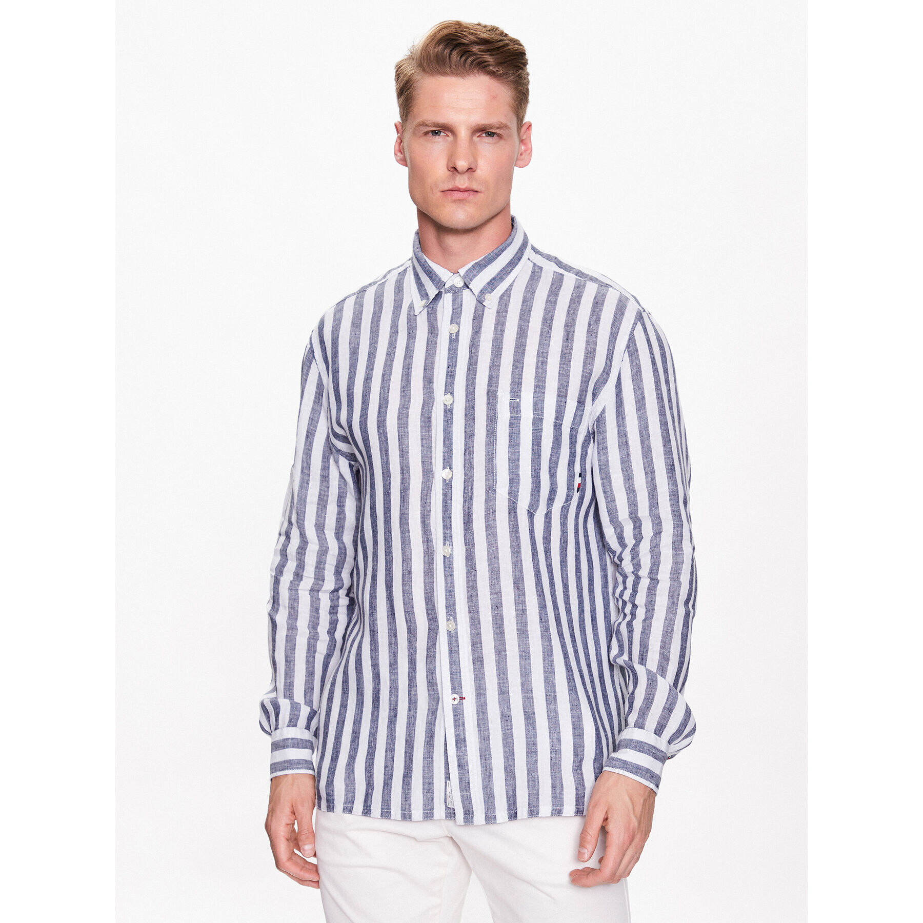 Tommy Hilfiger Košile Breton MW0MW30705 Tmavomodrá Regular Fit - Pepit.cz