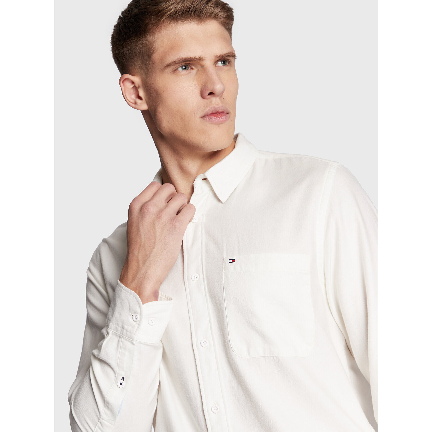 Tommy Hilfiger Košile Brushed Mono MW0MW28315 Écru Regular Fit - Pepit.cz