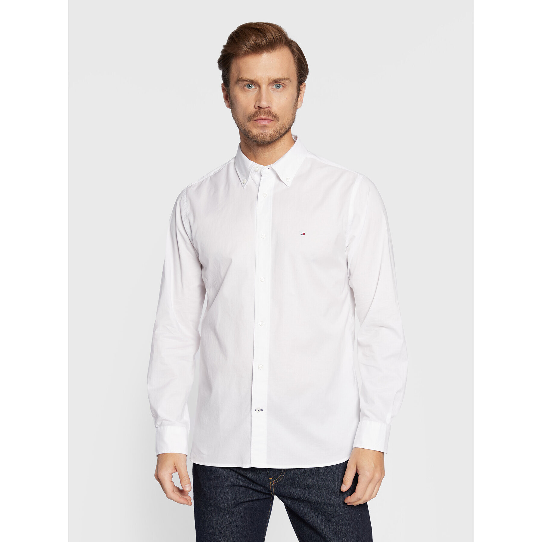 Tommy Hilfiger Košile Core Flex Poplin MW0MW25035 Bílá Regular Fit - Pepit.cz