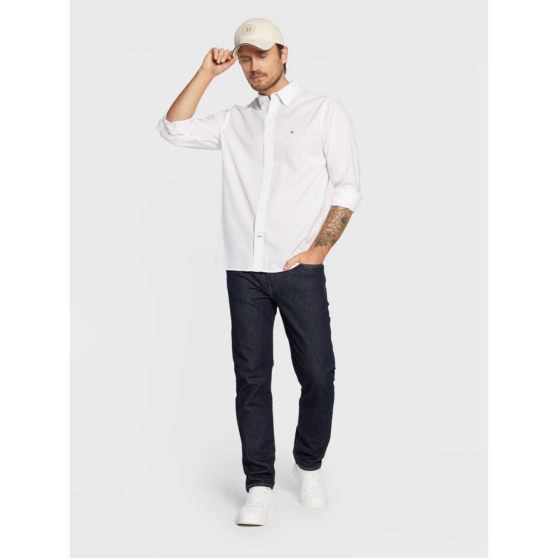 Tommy Hilfiger Košile Core Flex Poplin MW0MW25035 Bílá Regular Fit - Pepit.cz