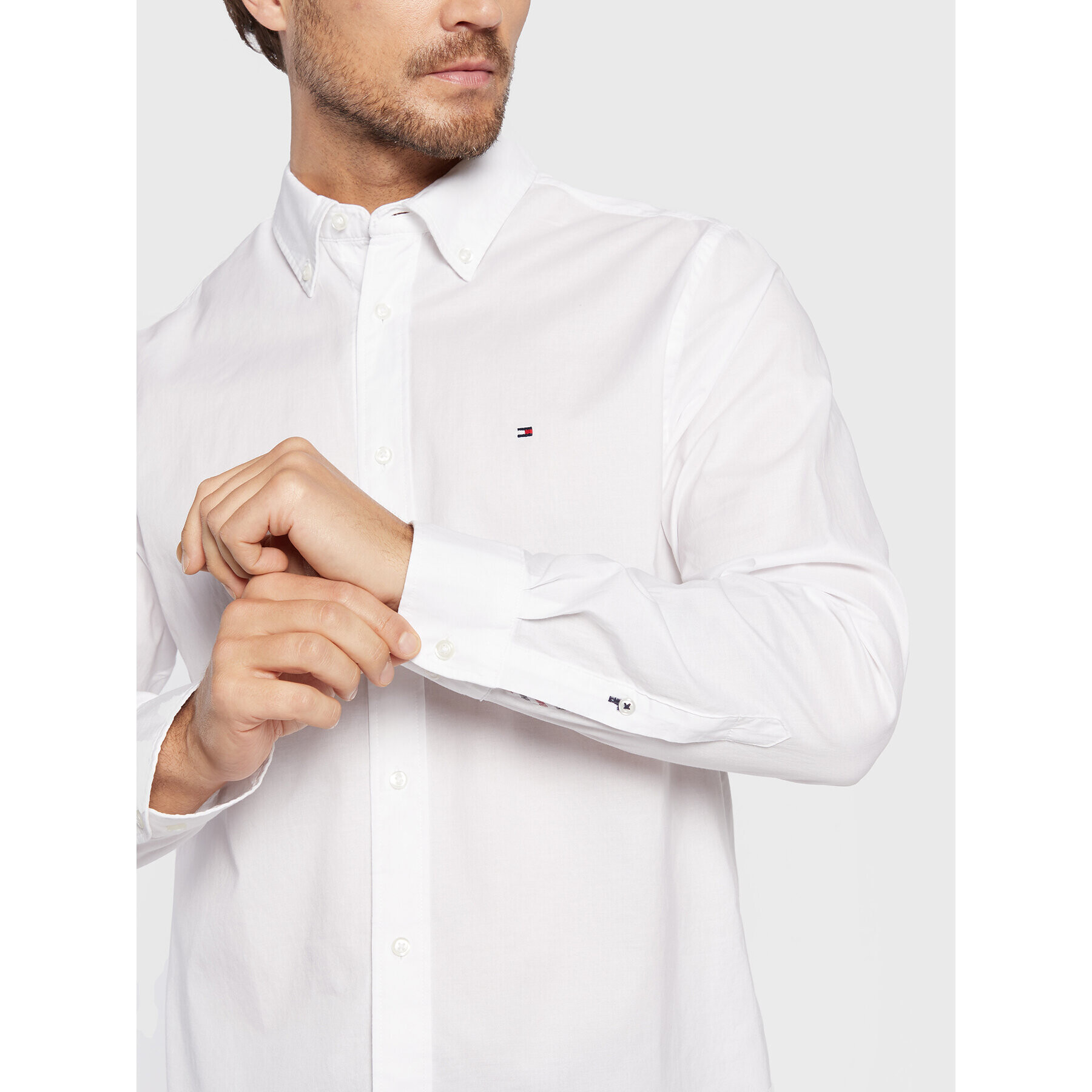 Tommy Hilfiger Košile Core Flex Poplin MW0MW25035 Bílá Regular Fit - Pepit.cz